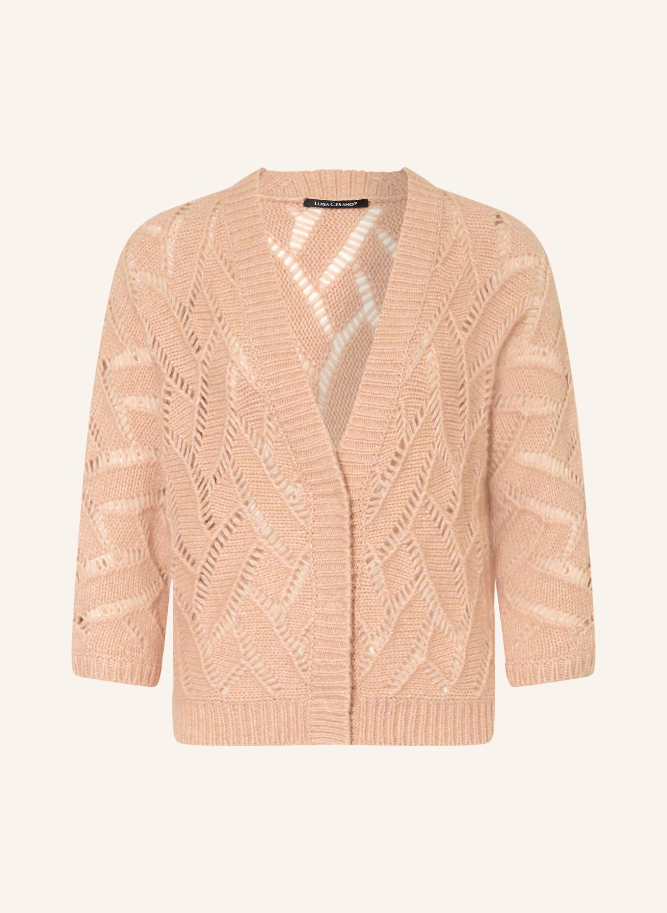 LUISA CERANO Strickjacke mit Alpaka und 3/4-Arm: CAMEL