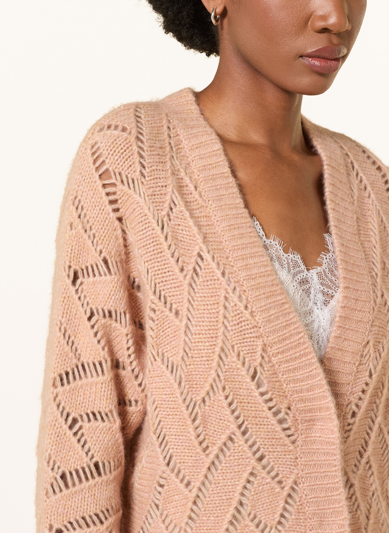 LUISA CERANO Strickjacke mit Alpaka und 3/4-Arm: CAMEL