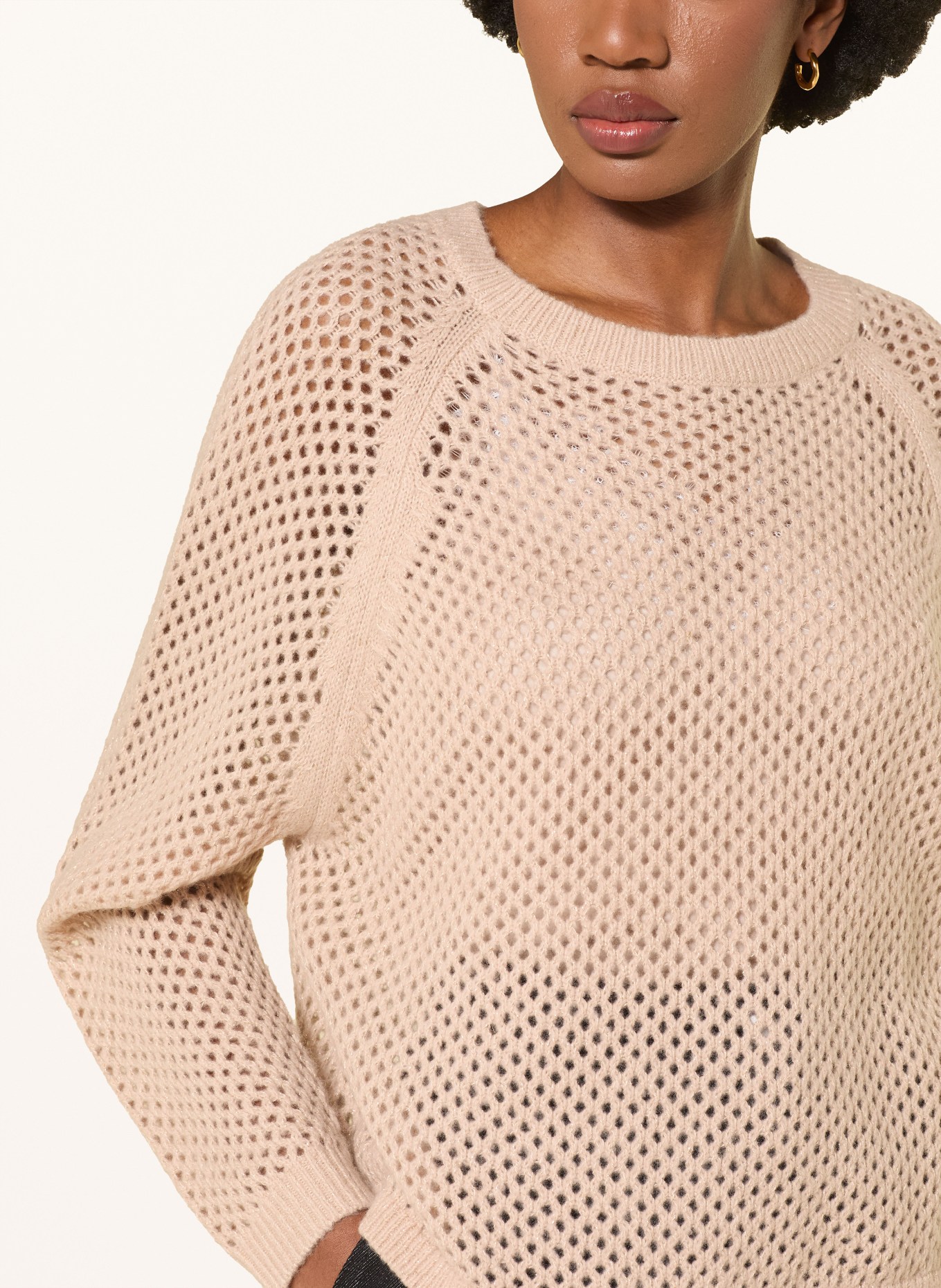 LUISA CERANO Sweater with glitter yarn: LIGHT BROWN