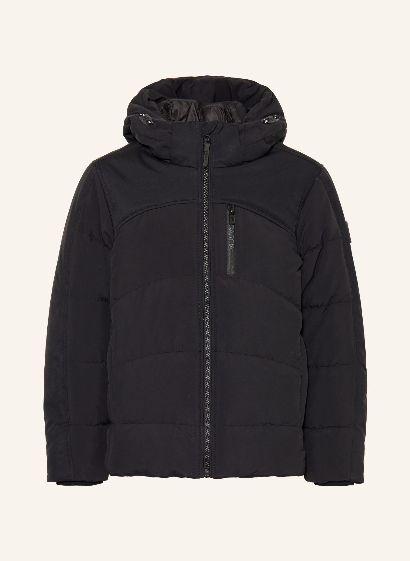 GARCIA Steppjacke im Materialmix: SCHWARZ