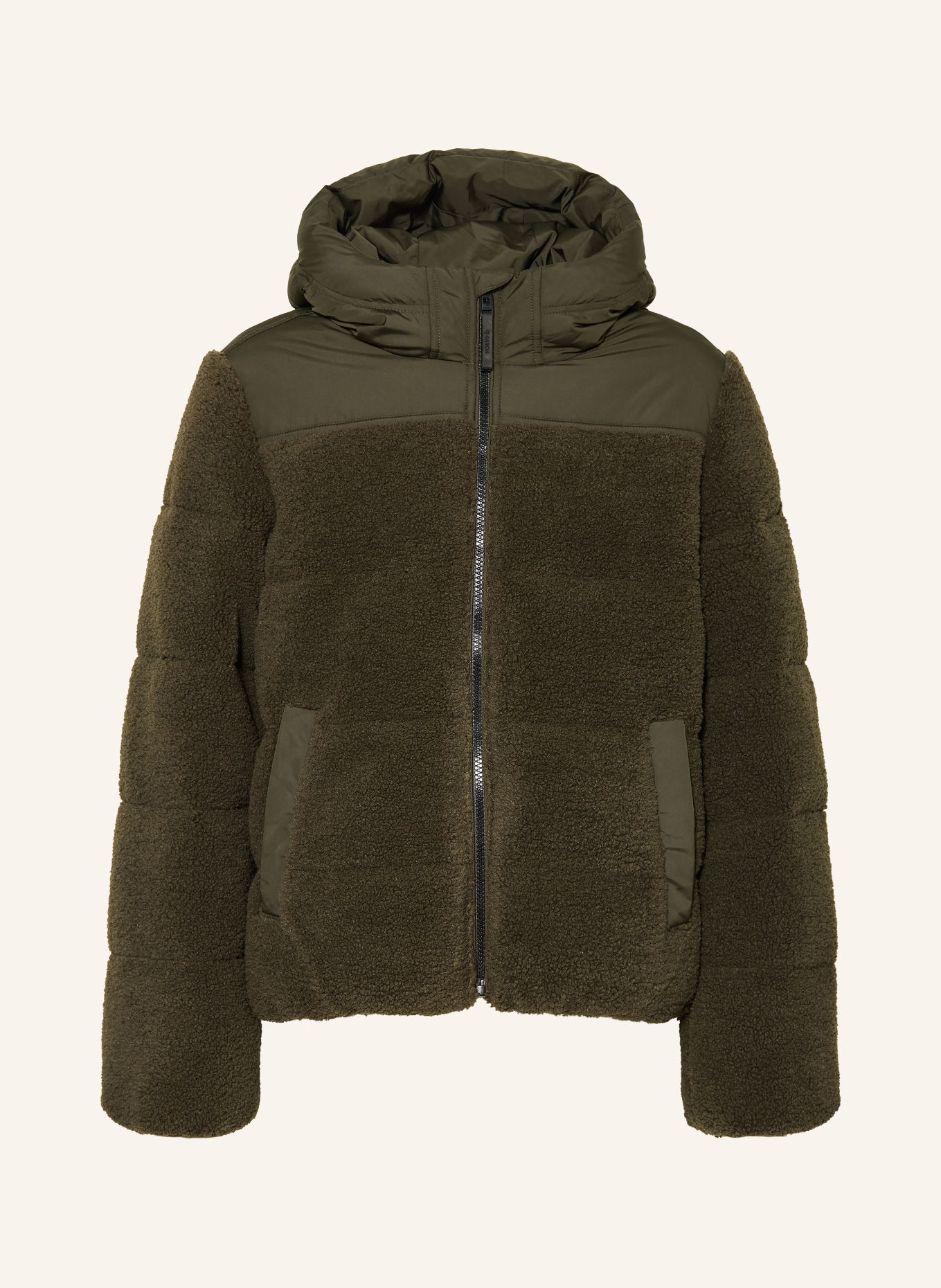 GARCIA Teddyfell-jas in materiaalmix: KAKI