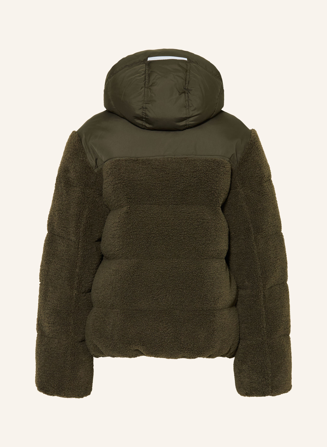 GARCIA Teddyfell-jas in materiaalmix: KAKI