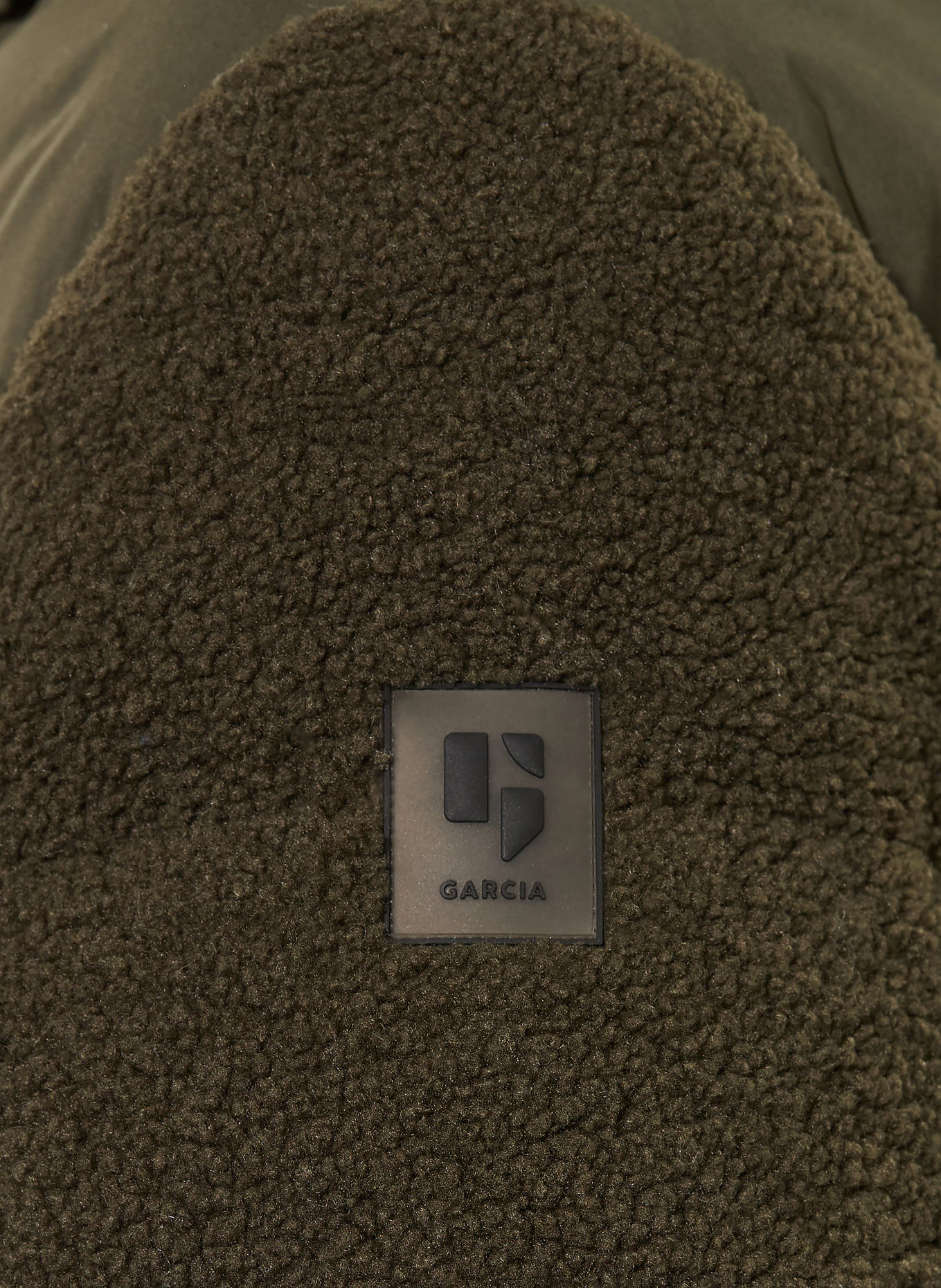 GARCIA Teddyfell-jas in materiaalmix: KAKI