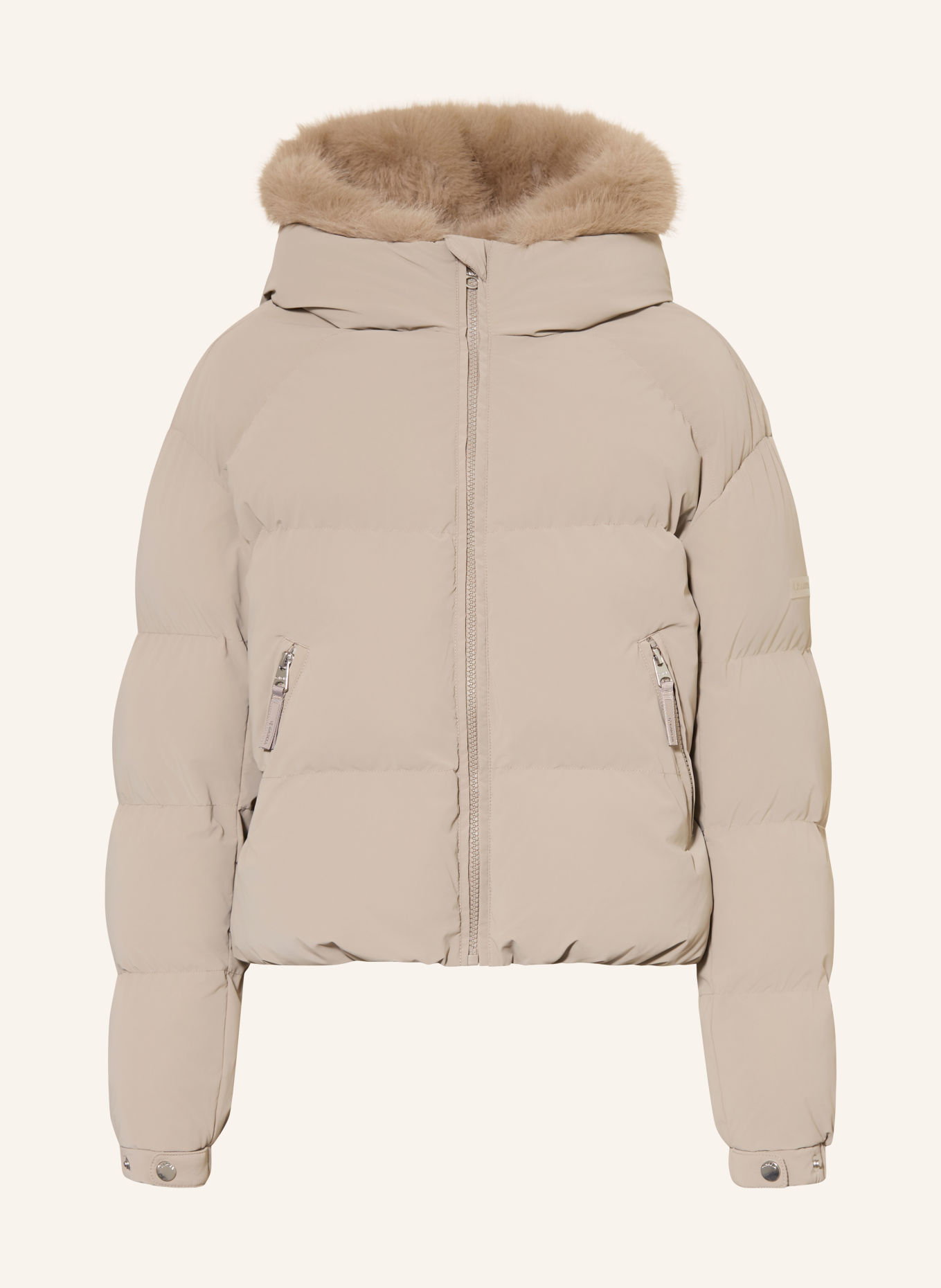 GARCIA Gewatteerd jack met imitatiebont: BEIGE