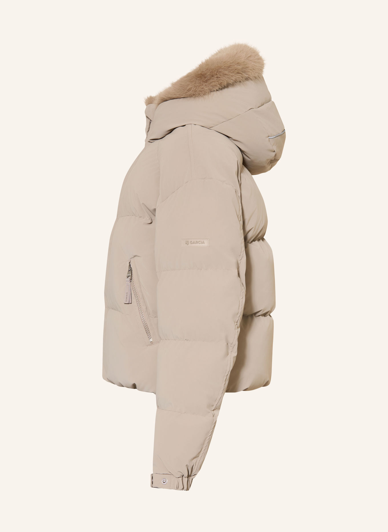 GARCIA Gewatteerd jack met imitatiebont: BEIGE