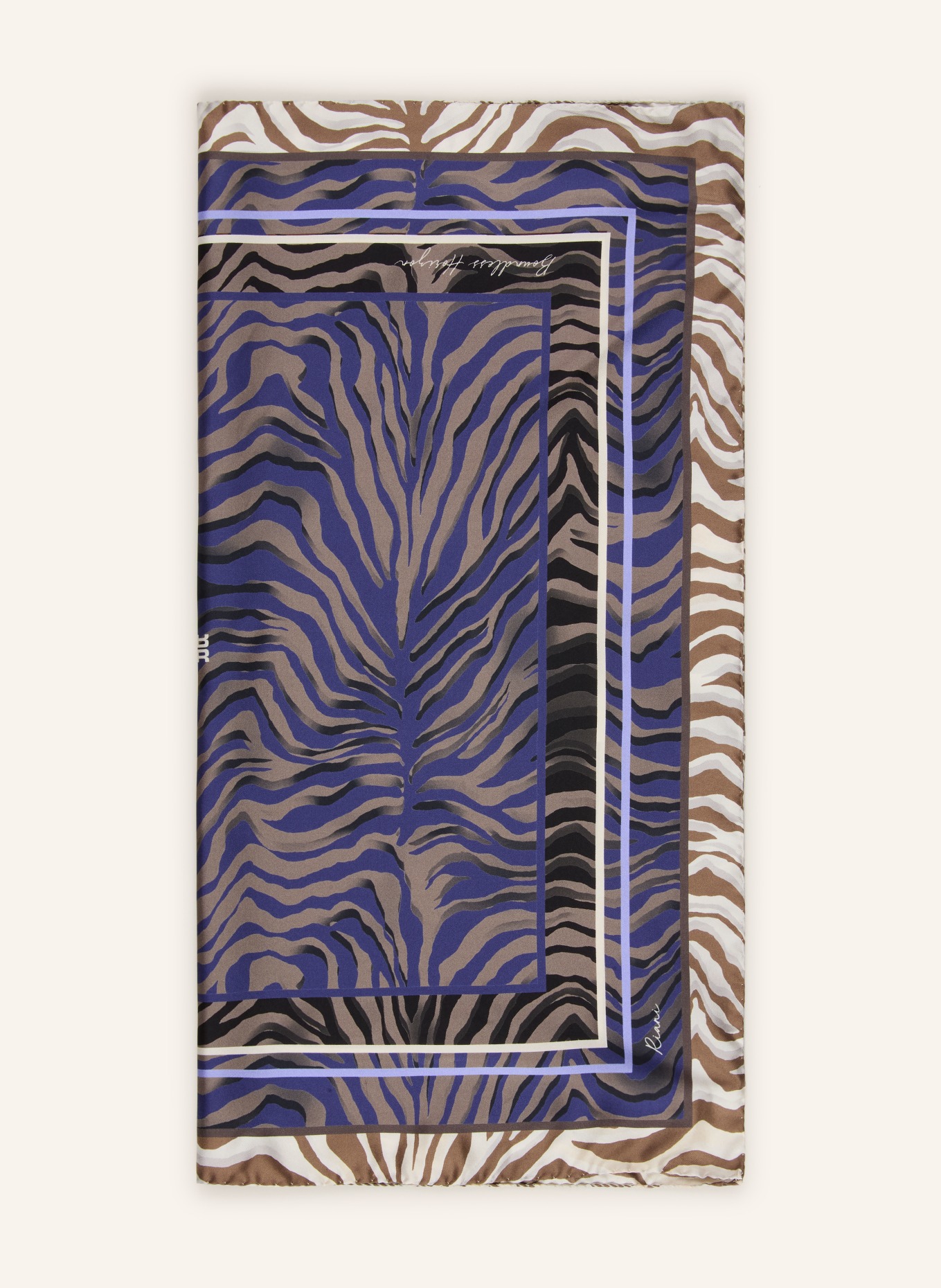 RIANI Seidentuch: DUNKELLILA / TAUPE / WEISS