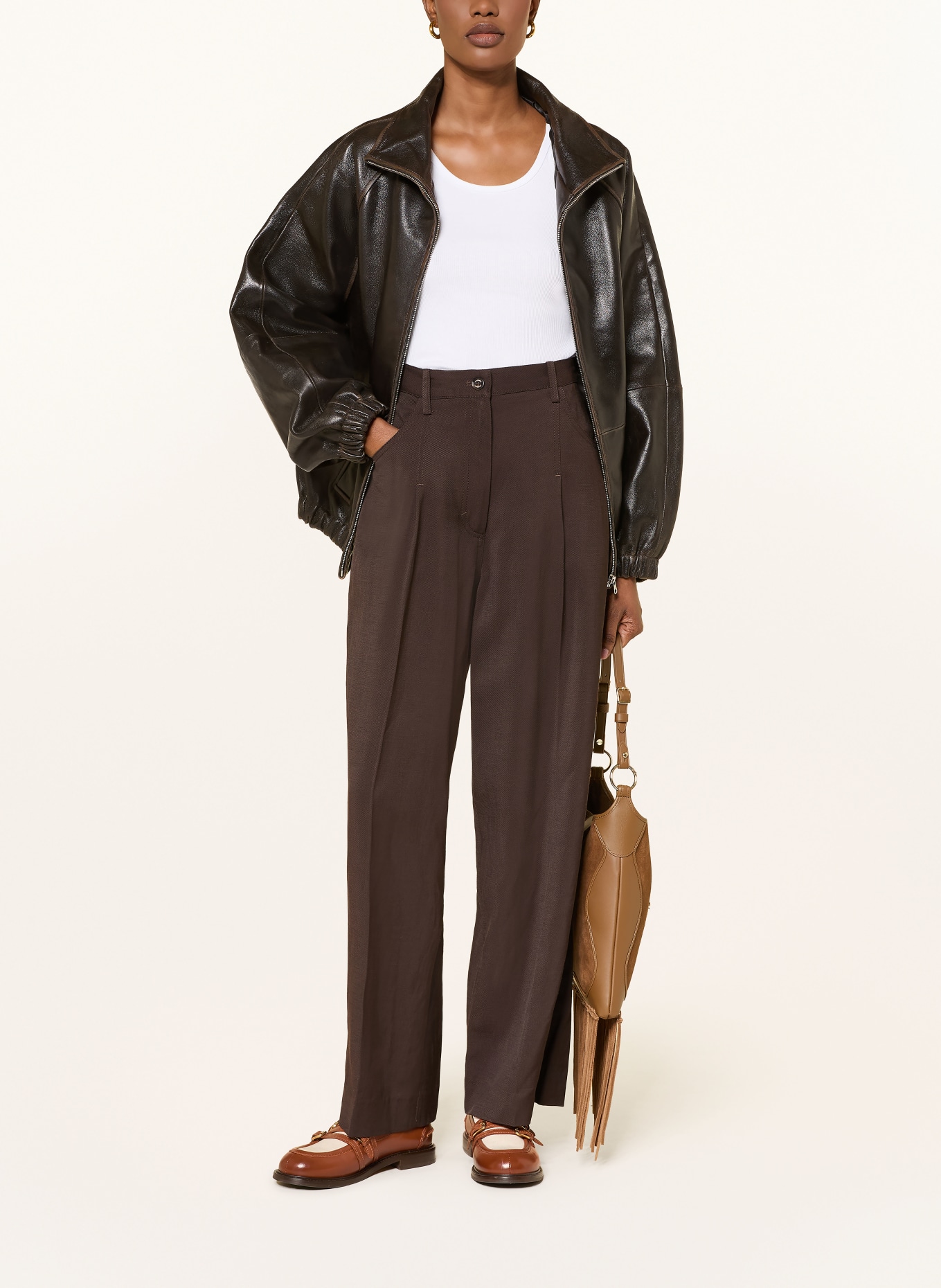 SANDRO Marlenehose: DUNKELBRAUN