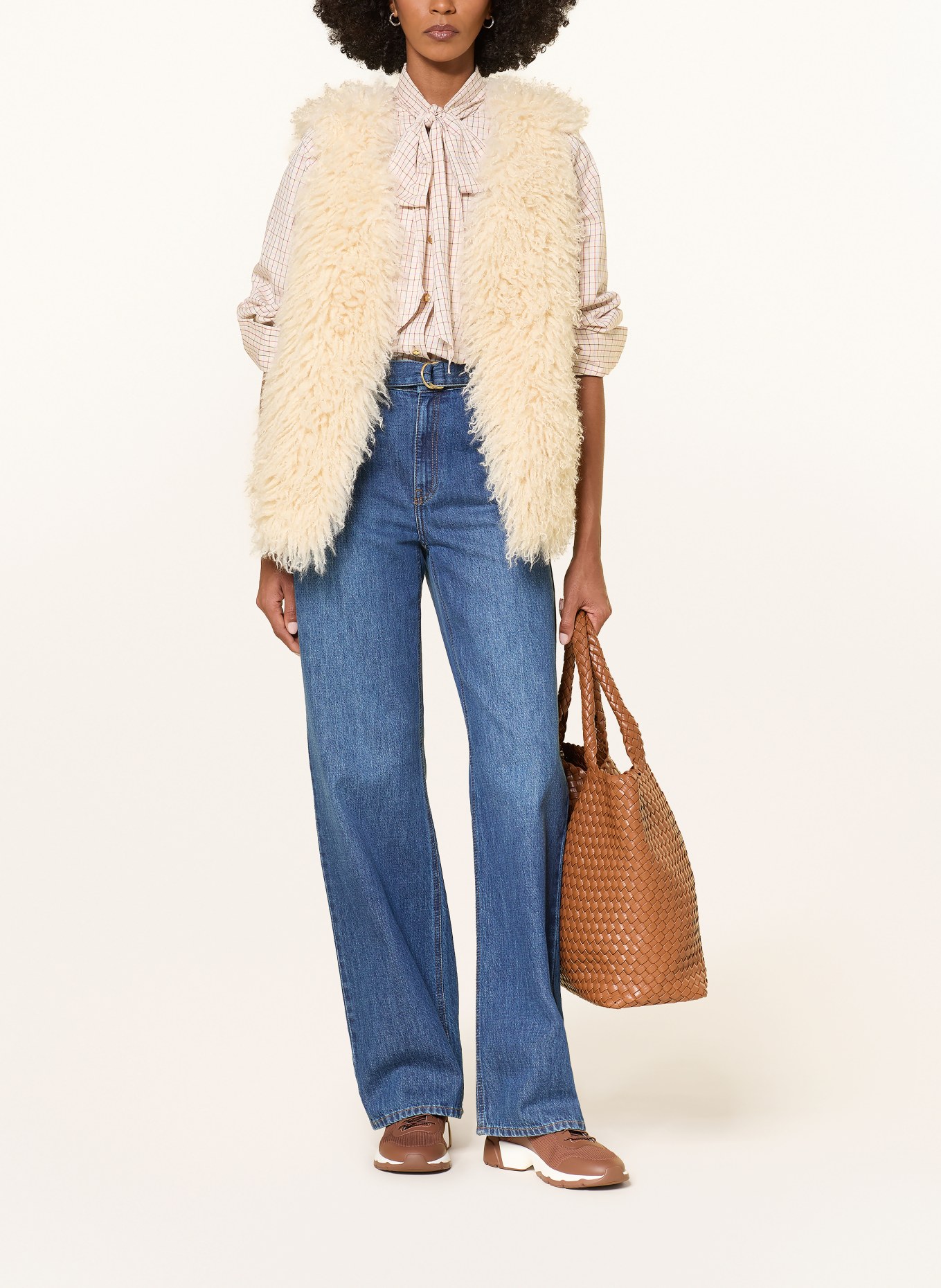 RIANI Faux fur vest: ECRU
