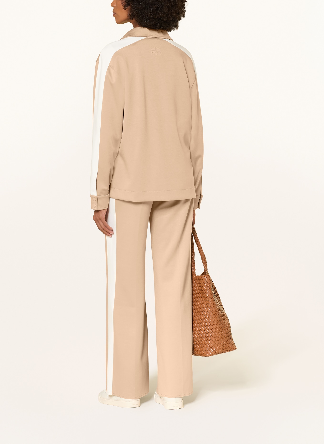 RIANI Sweatjacke mit Galonstreifen: CAMEL / WEISS