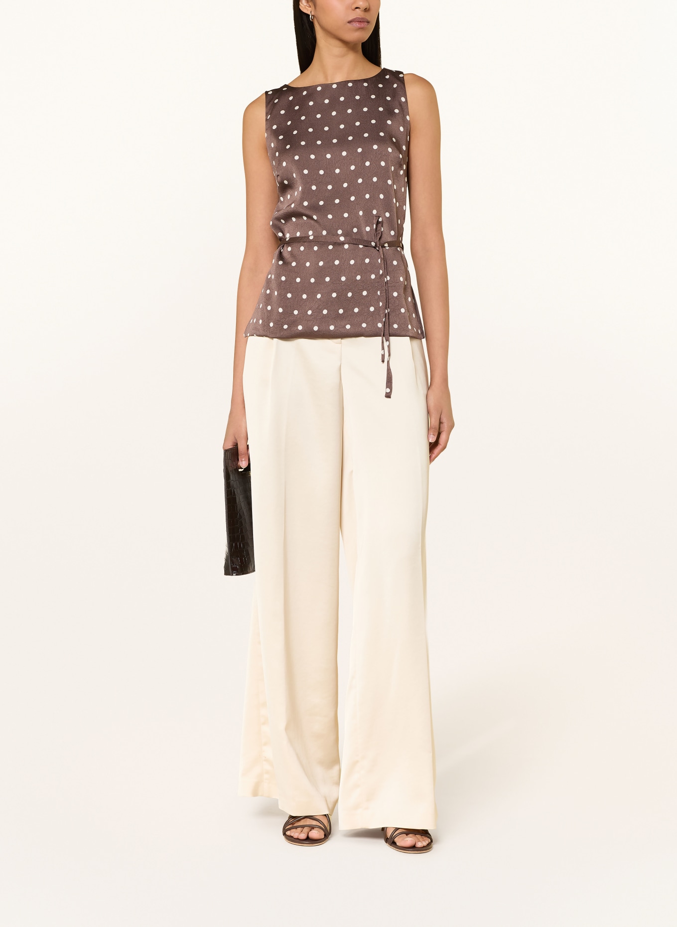 NEO NOIR Blusetop NASSA: BRUIN / ECRU