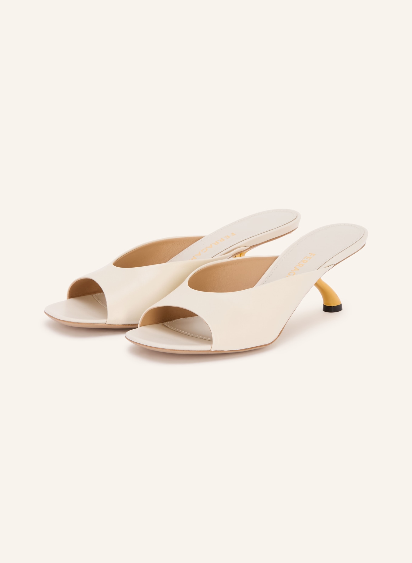 FERRAGAMO Mules IGEA: CREME / GOLD