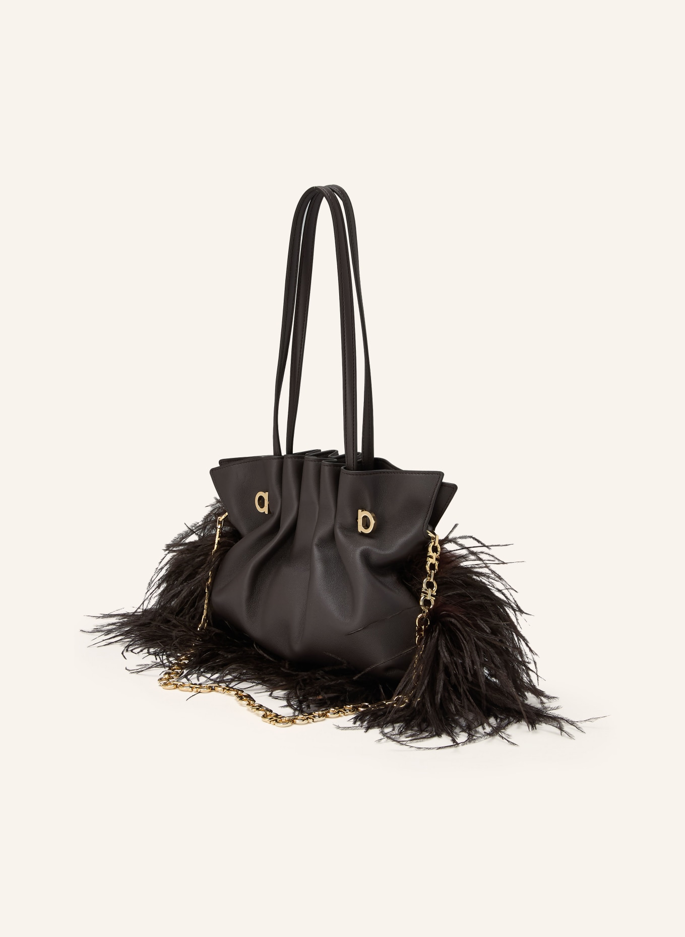 FERRAGAMO Torebka SOFT BAG: CIEMNOBRĄZOWY / ZŁOTY