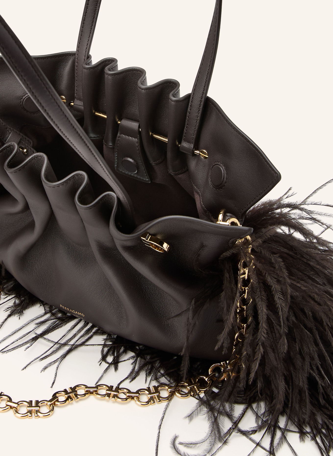 FERRAGAMO Torebka SOFT BAG: CIEMNOBRĄZOWY / ZŁOTY