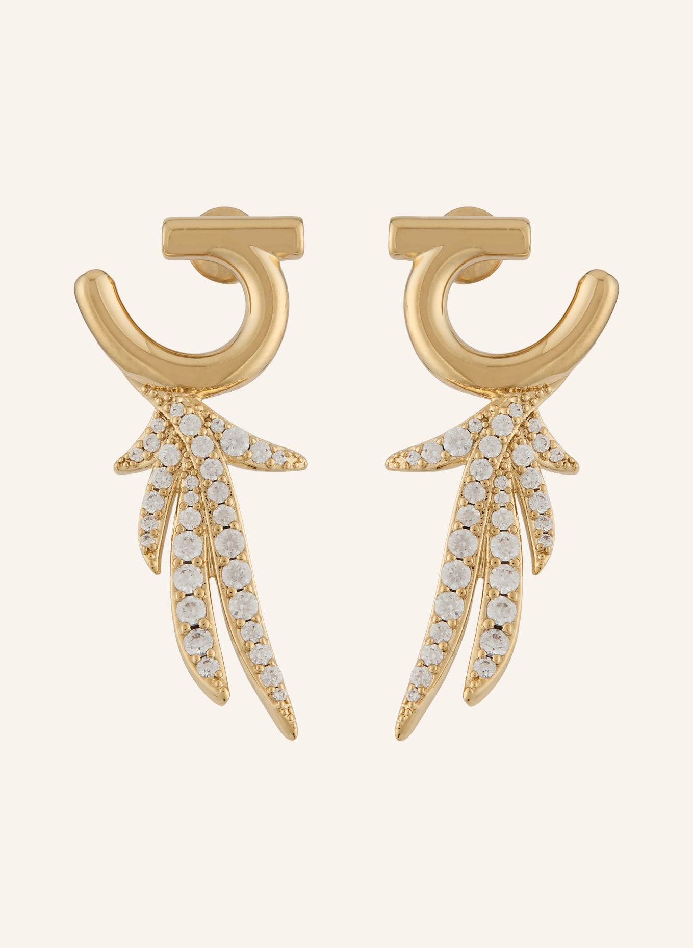 FERRAGAMO PIUMA Stud Earrings: GOLD / WHITE