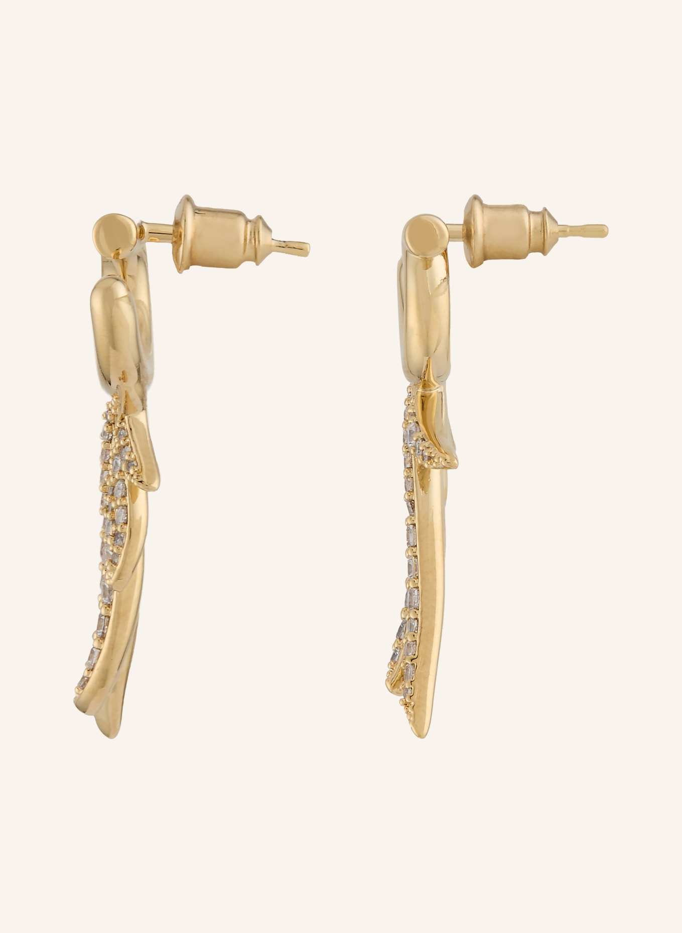 FERRAGAMO PIUMA Stud Earrings: GOLD / WHITE
