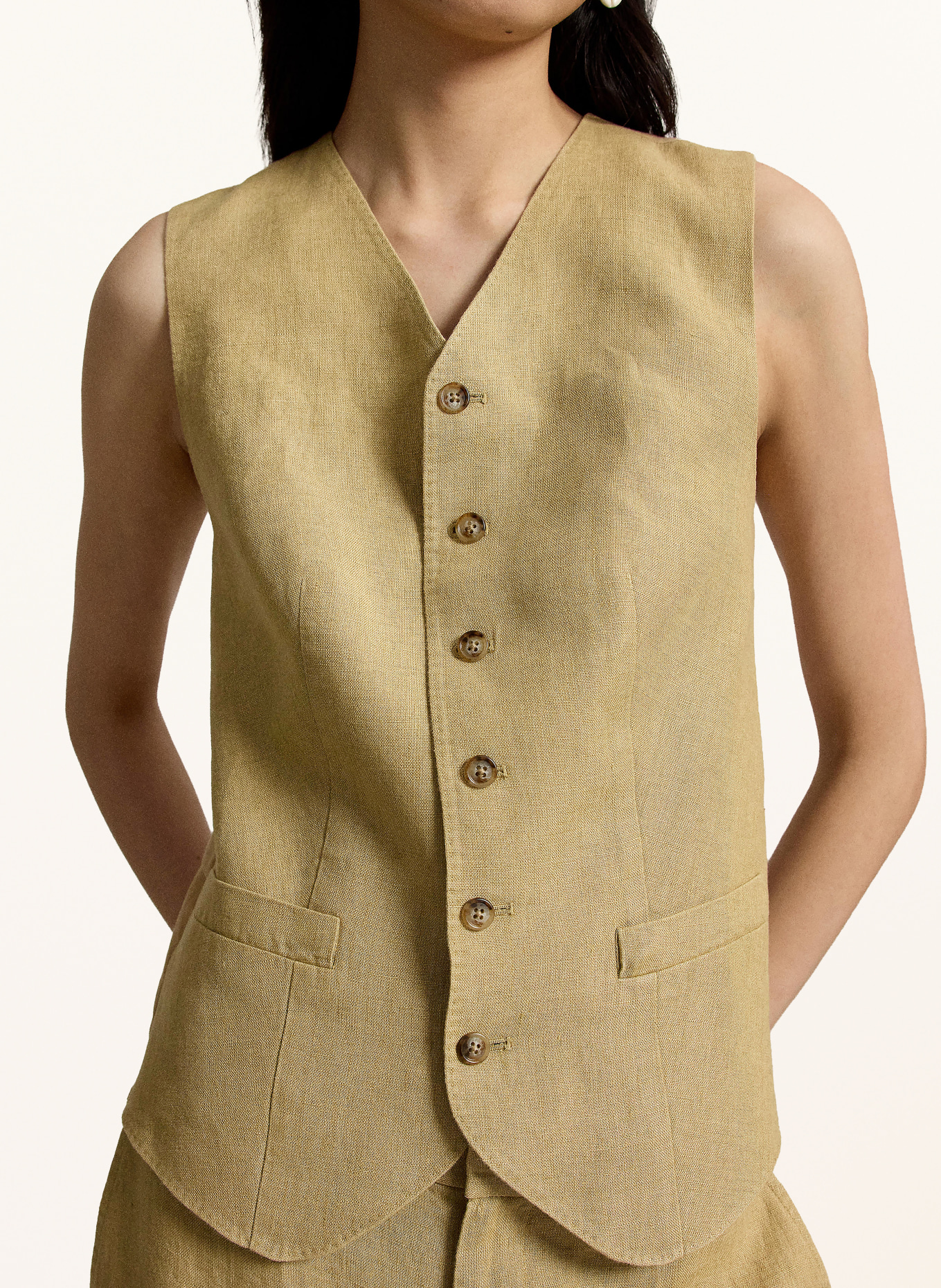 POLO RALPH LAUREN Blazerweste mit Leinen: CAMEL