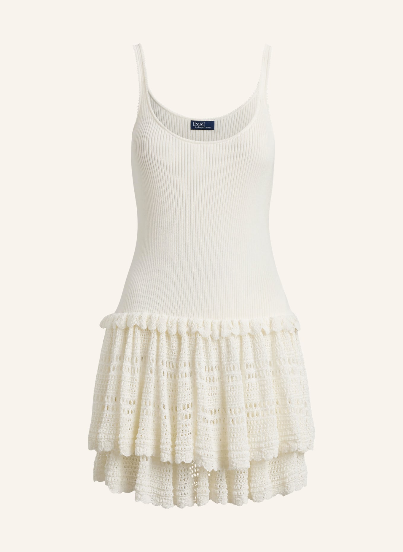 POLO RALPH LAUREN Gebreide jurk met ruches: ECRU