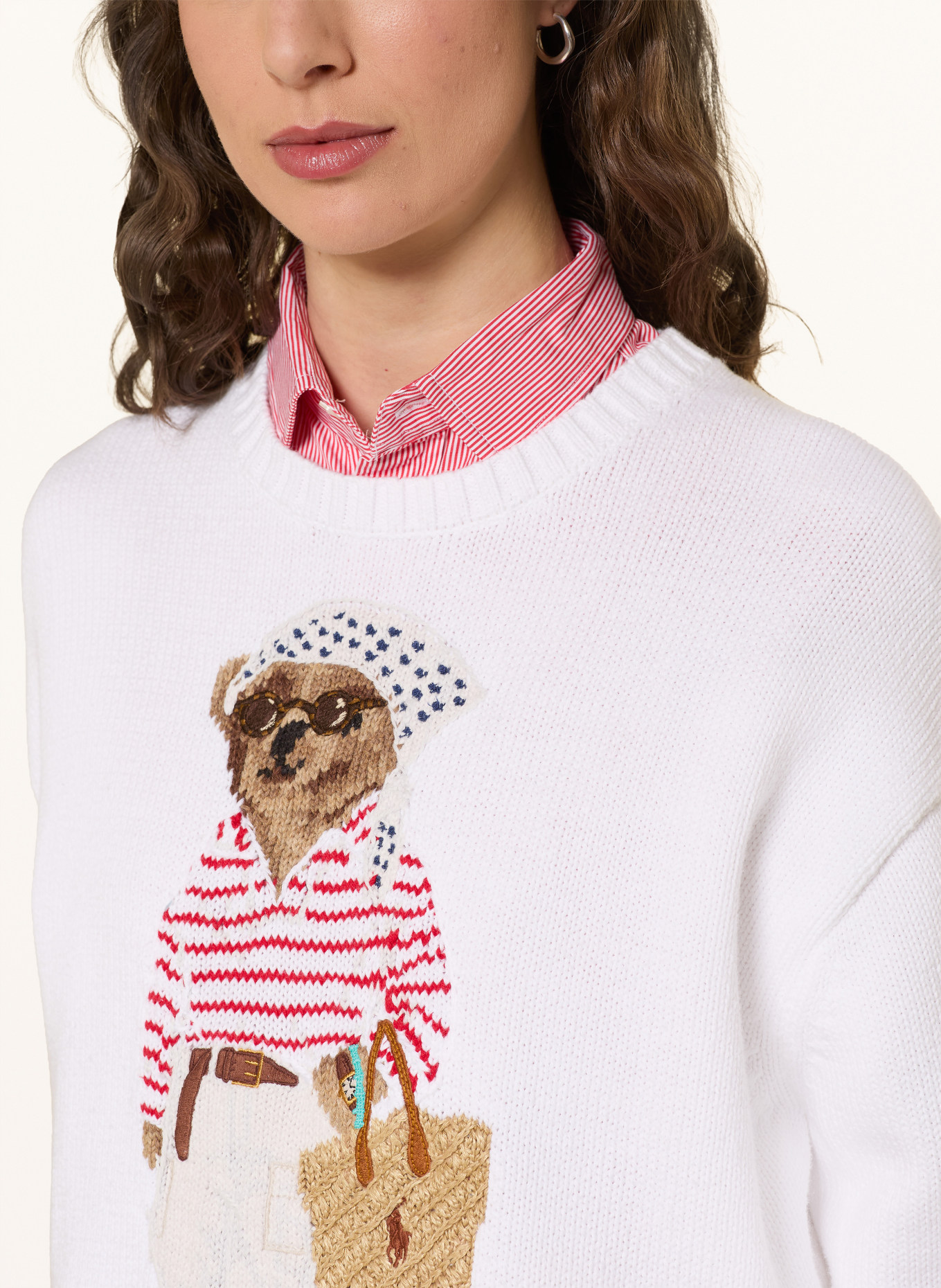 POLO RALPH LAUREN Trui: WIT / BRUIN / ROOD