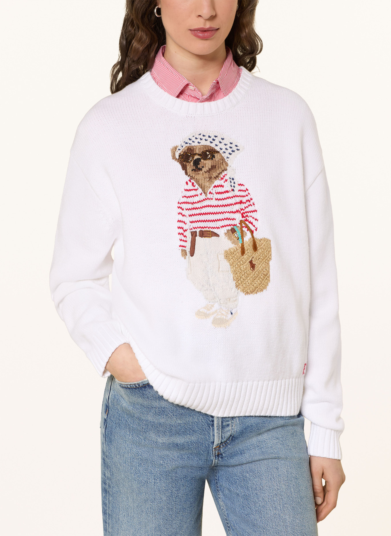 POLO RALPH LAUREN Trui: WIT / BRUIN / ROOD