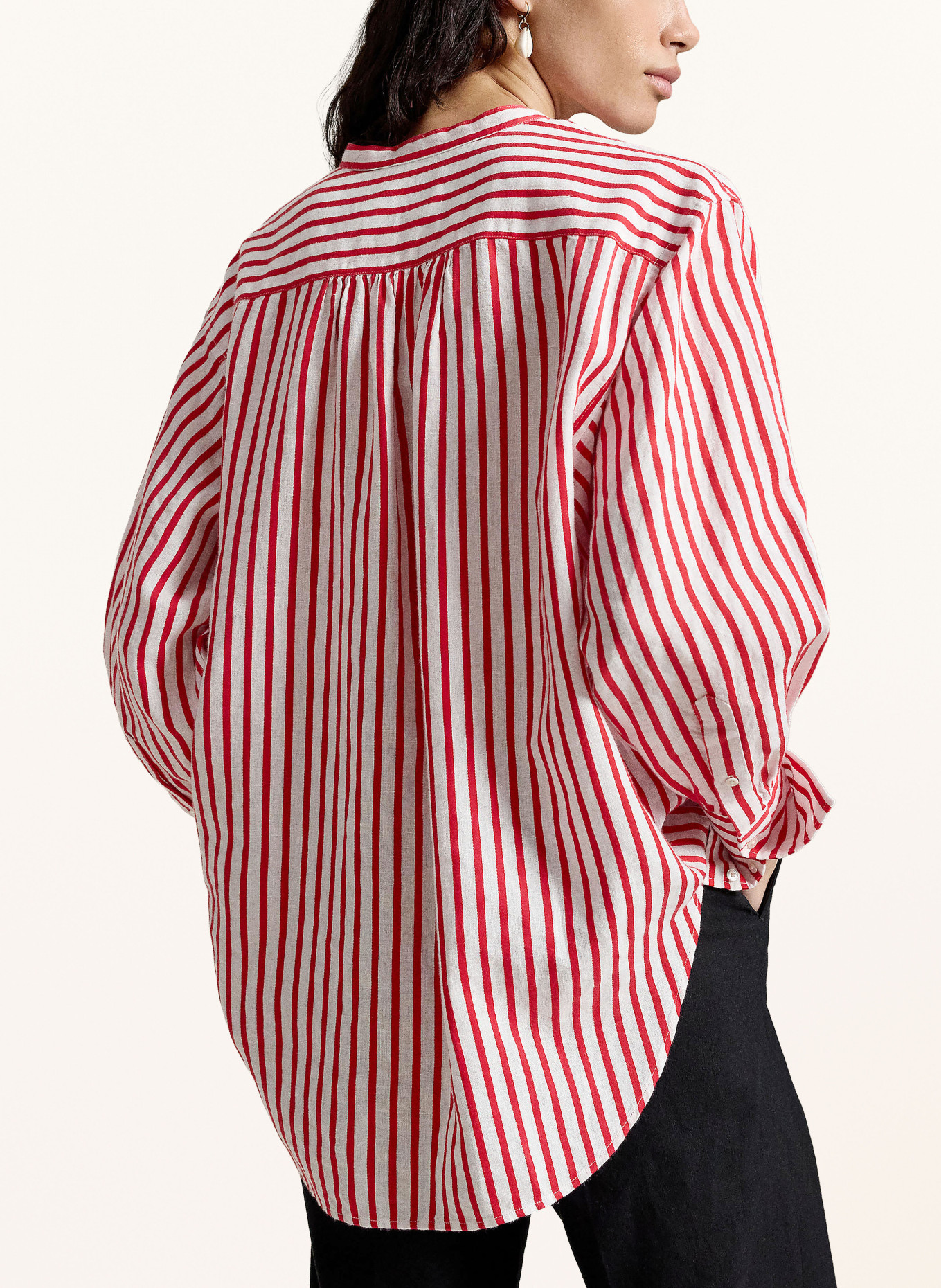 POLO RALPH LAUREN Blusenshirt aus Leinen: ROT / WEISS