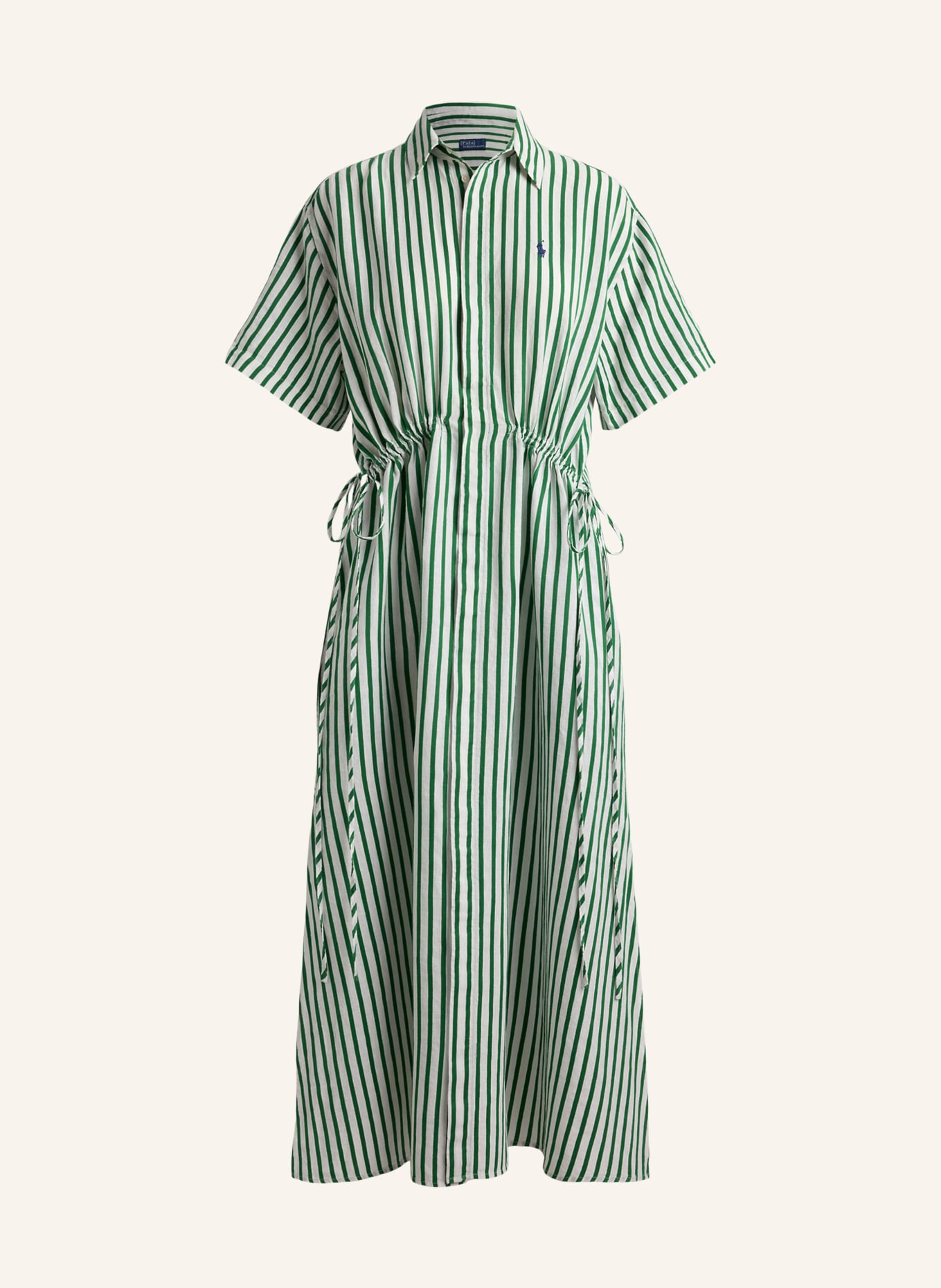 POLO RALPH LAUREN Linnen overhemdjurk: GROEN / WIT
