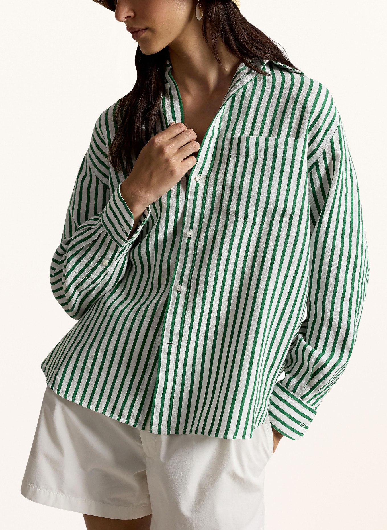 POLO RALPH LAUREN overhemdblouse: GROEN / WIT