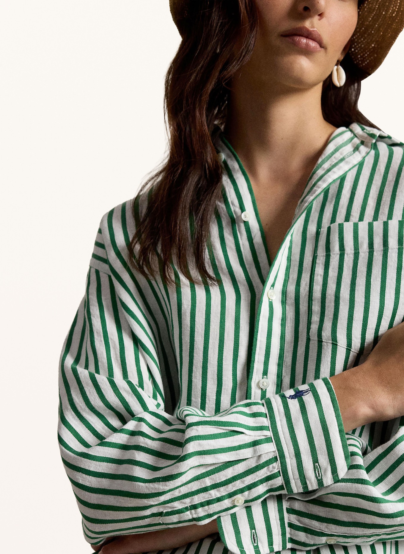 POLO RALPH LAUREN overhemdblouse: GROEN / WIT