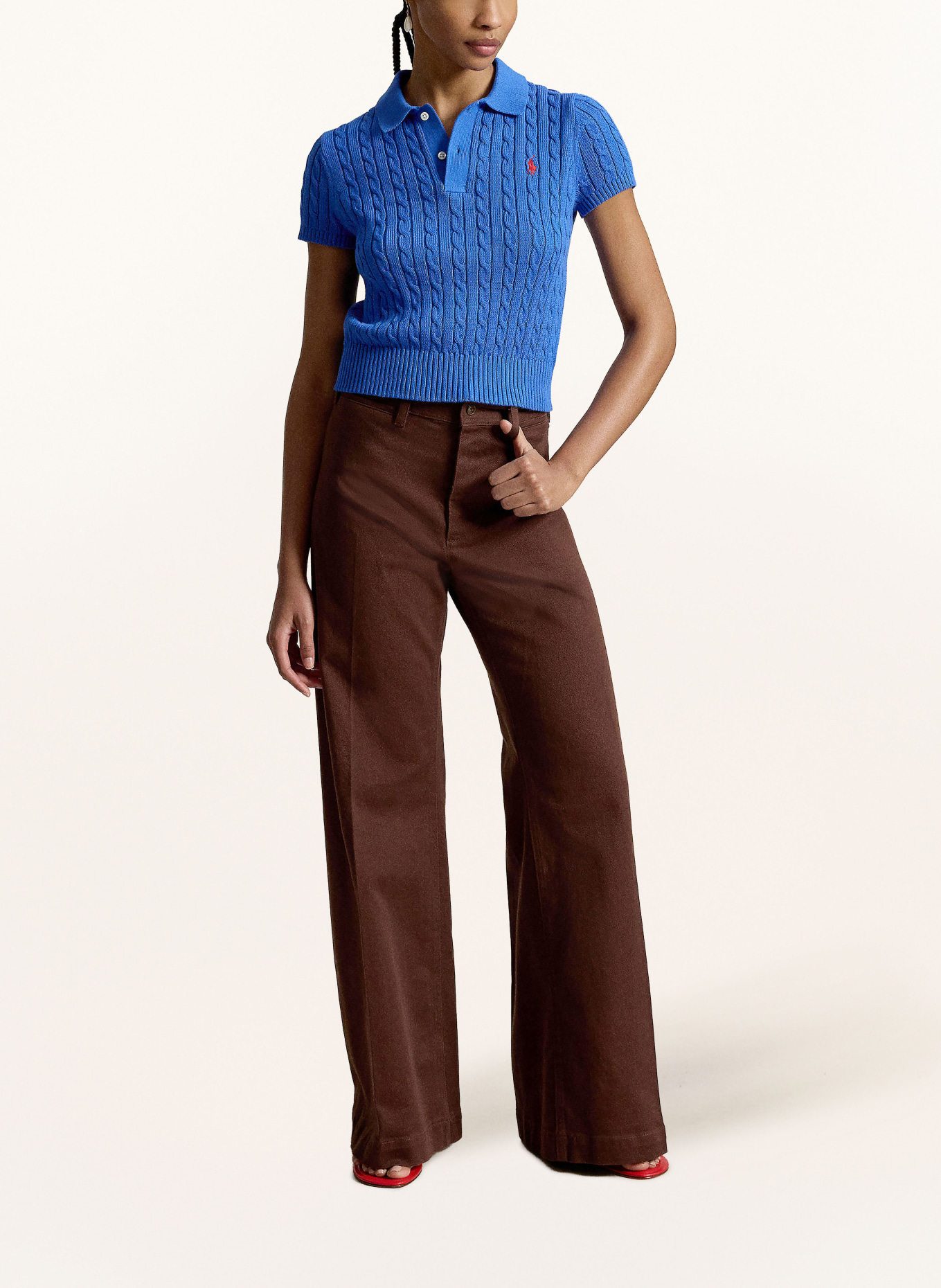 POLO RALPH LAUREN Gebreid poloshirt: BLAUW