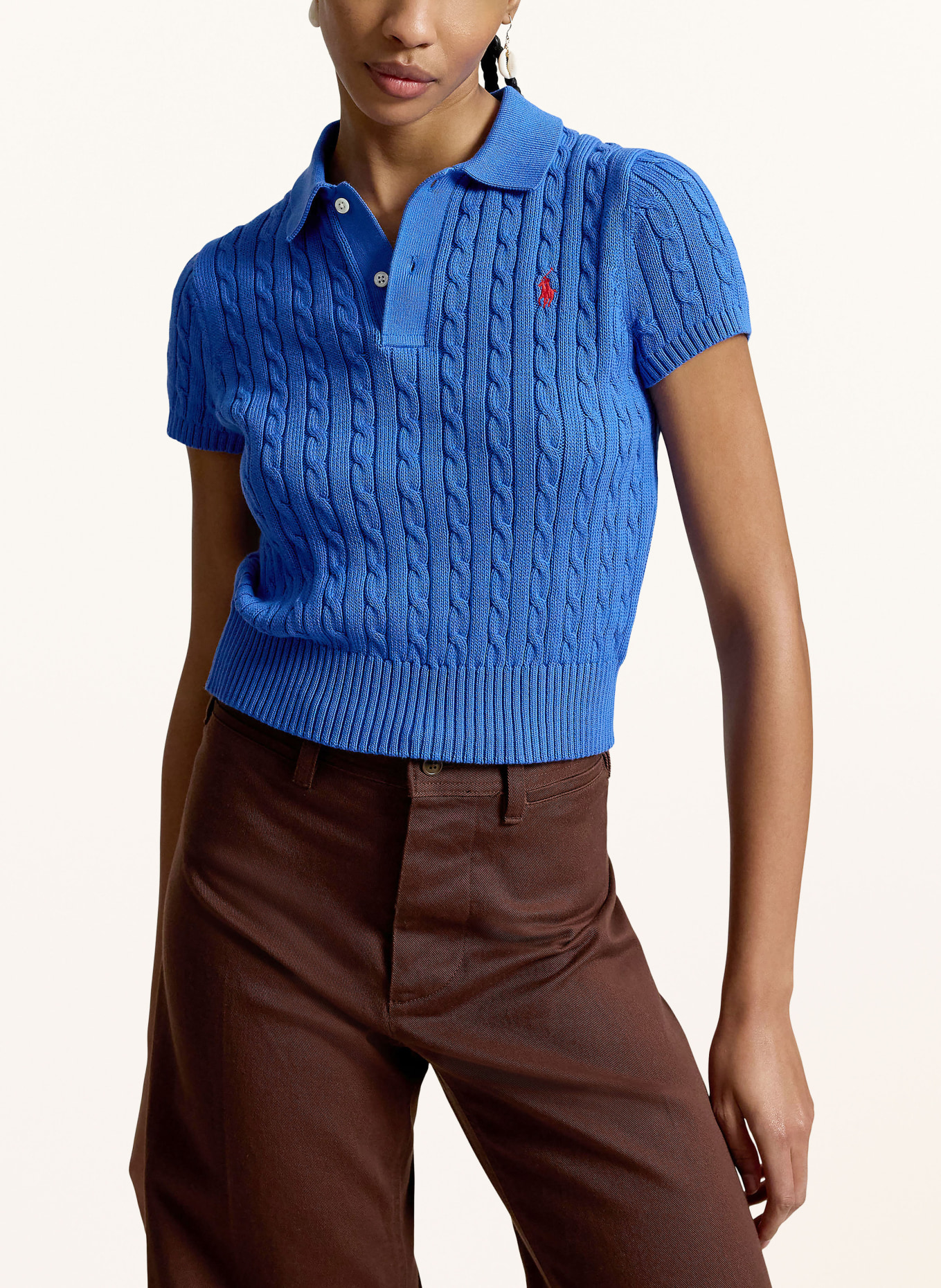 POLO RALPH LAUREN Gebreid poloshirt: BLAUW