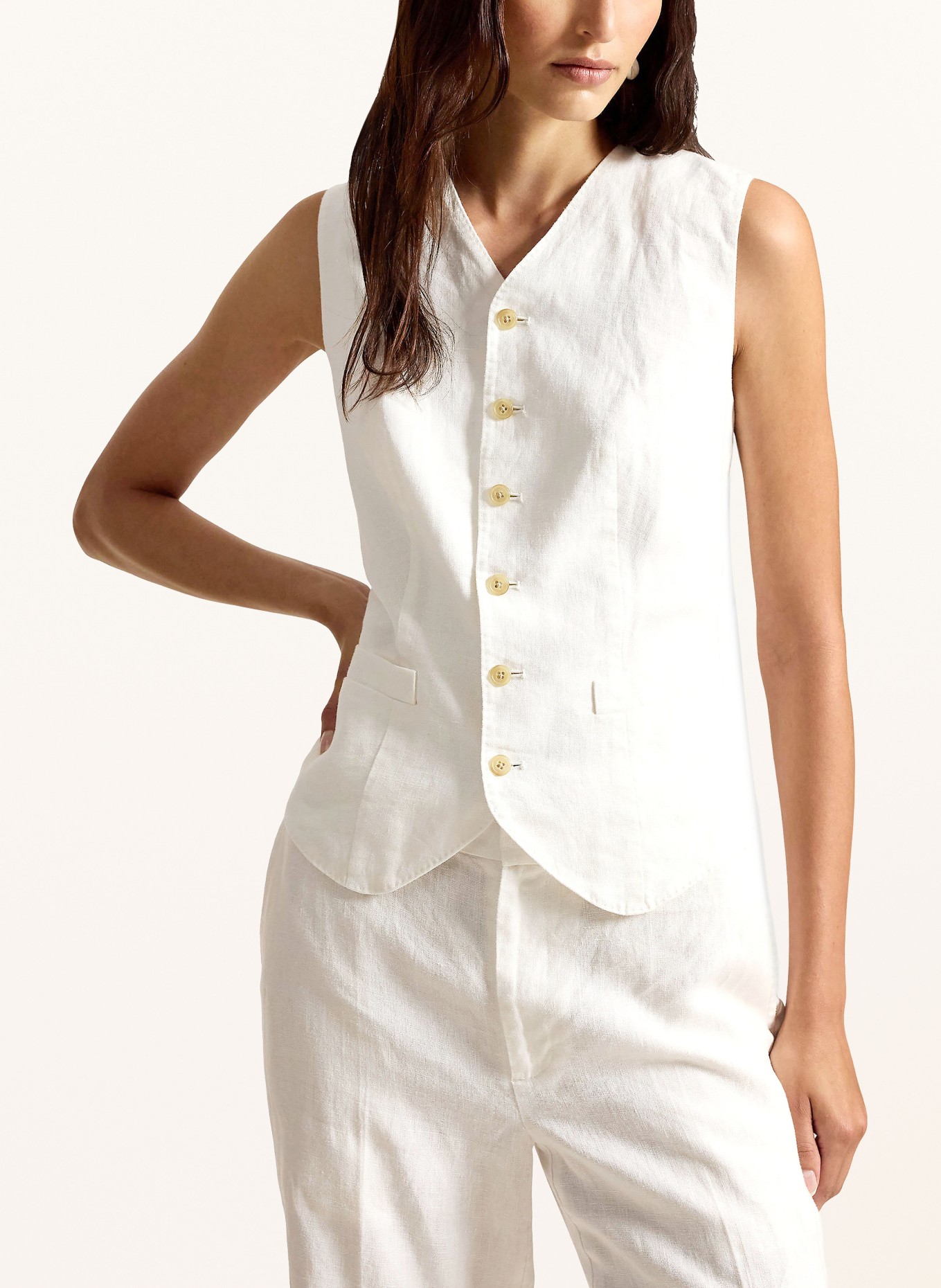 POLO RALPH LAUREN Blazerweste mit Leinen: WEISS