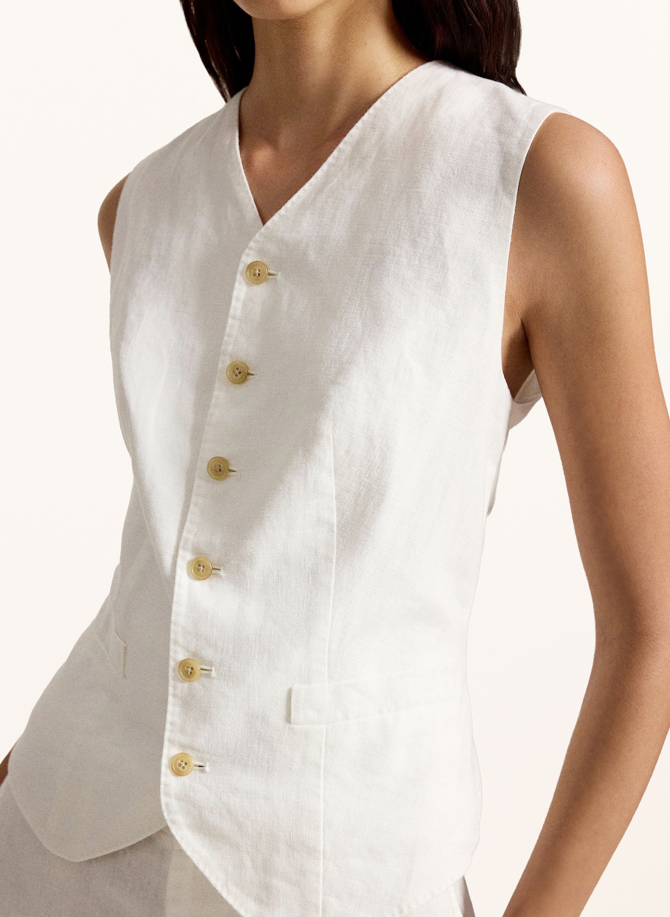 POLO RALPH LAUREN Blazerweste mit Leinen: WEISS