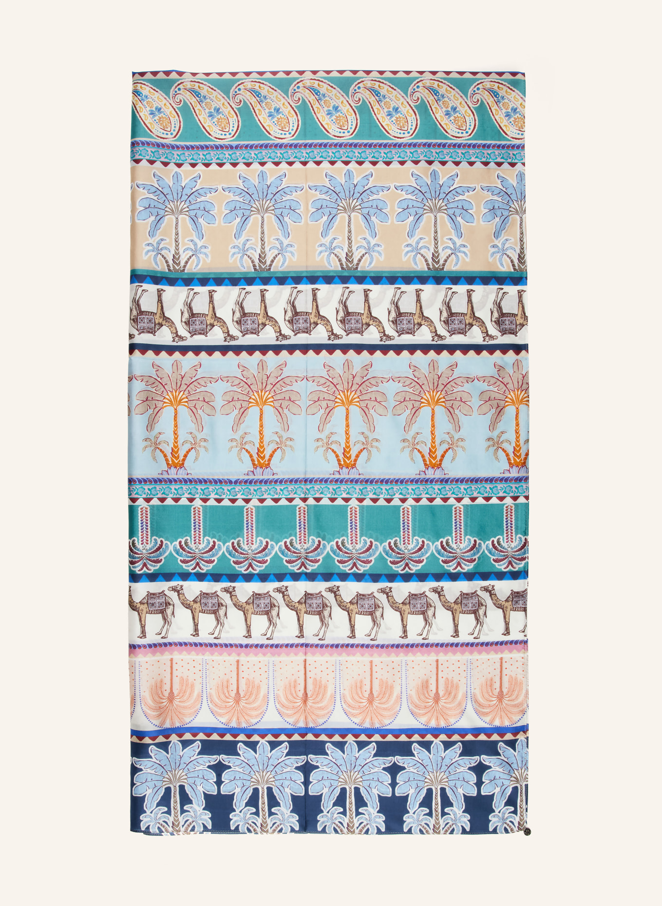 CODELLO Seidenschal: HELLBLAU / DUNKELROT / ORANGE