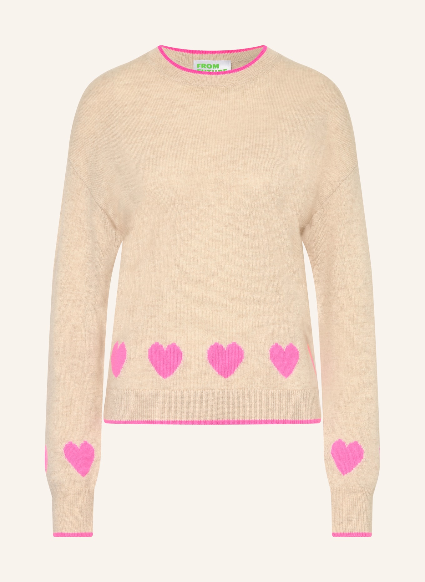 FROM FUTURE Kasjmiertrui: BEIGE / NEONROZE