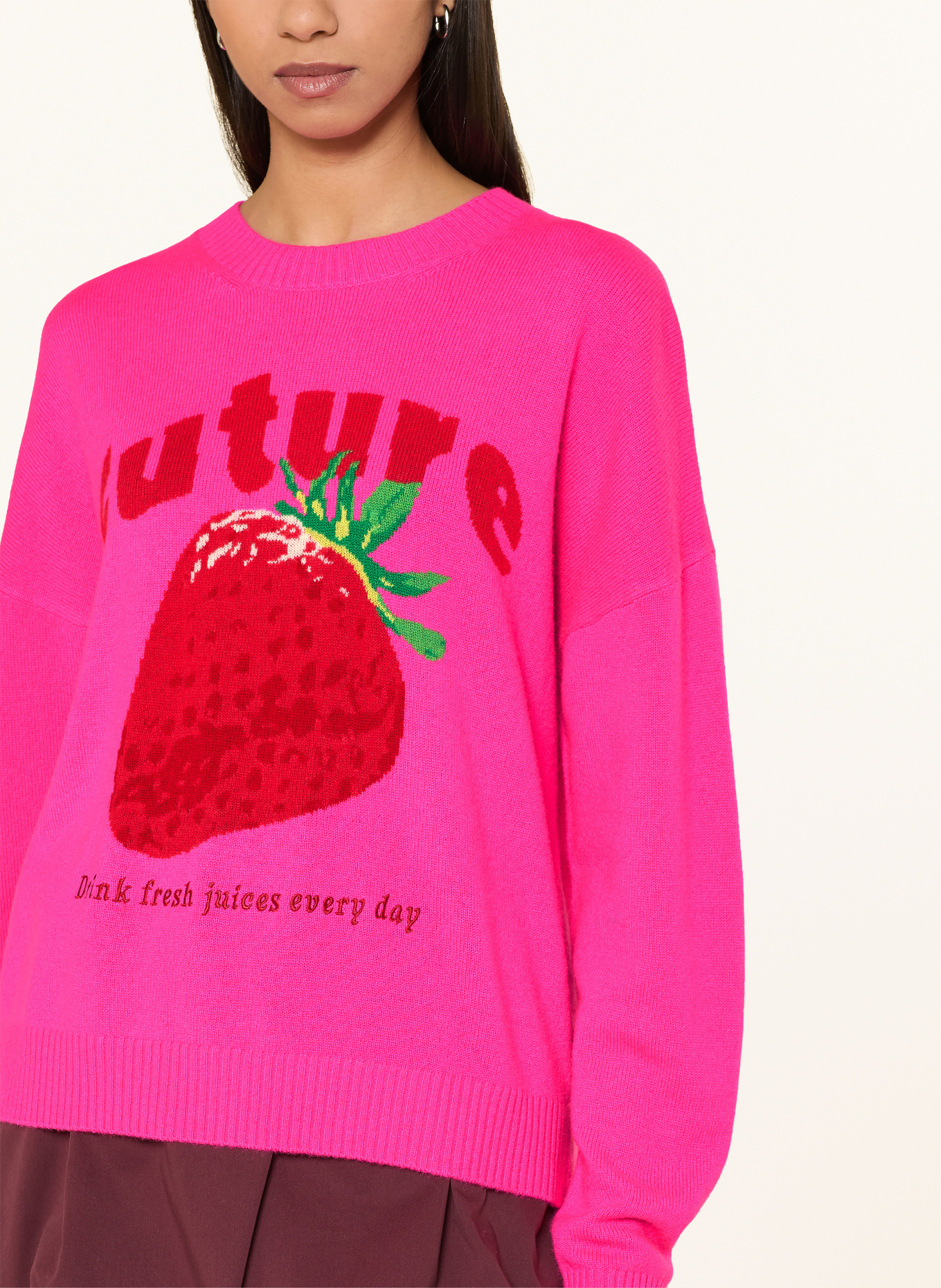 FROM FUTURE Kasjmiertrui: NEONROZE / DONKERROOD / GROEN