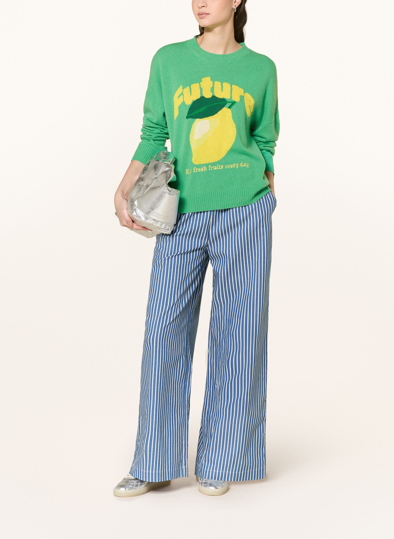 FROM FUTURE Cashmere-Pullover: GRÜN / GELB