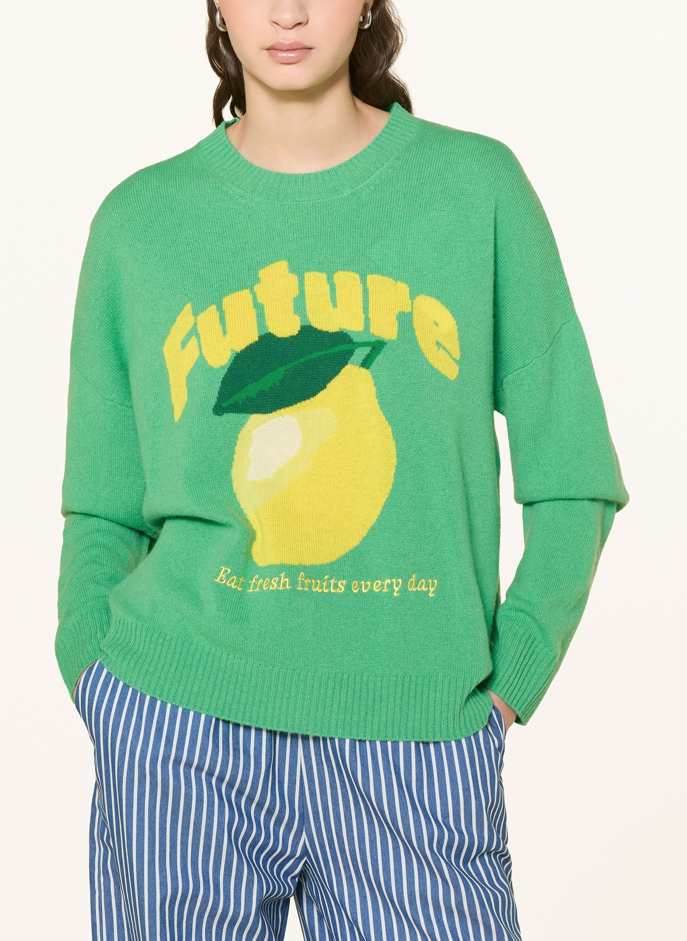 FROM FUTURE Cashmere-Pullover: GRÜN / GELB