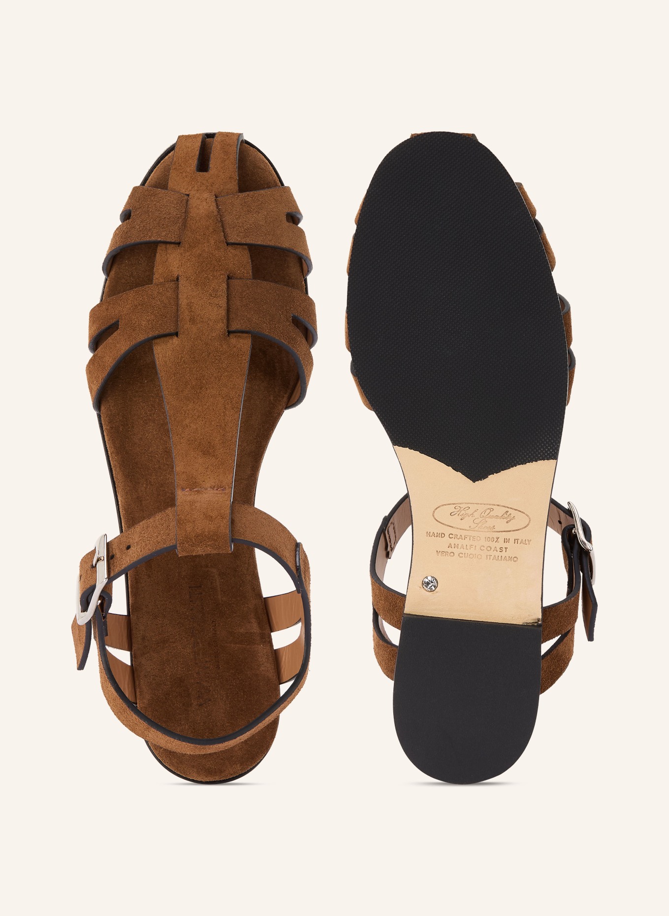 VIAMERCANTI Sandales FISHER: MARRON FONCÉ / ARGENT