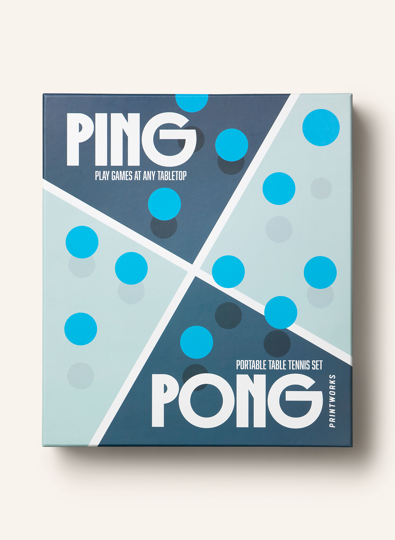 PRINTWORKS Tafeltennisset PING PONG: DONKERBLAUW / GOUD