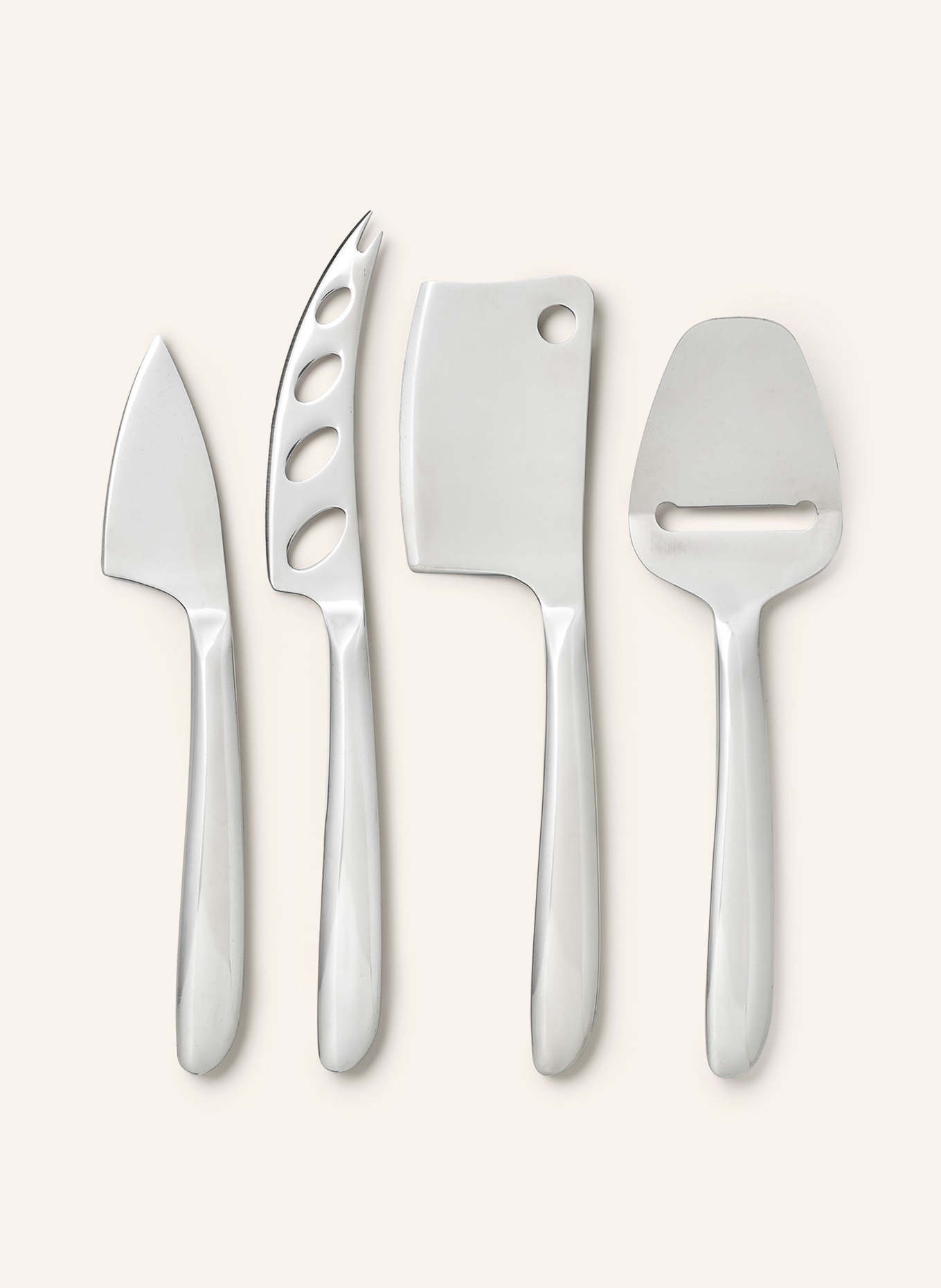 PRINTWORKS 4-delige kaasmessenset THE ESSENTIALS CHEESE: ZILVER