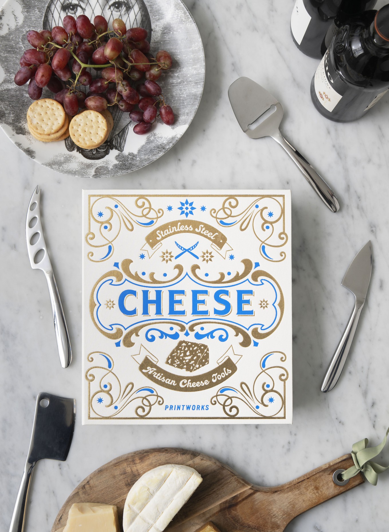 PRINTWORKS 4-delige kaasmessenset THE ESSENTIALS CHEESE: ZILVER