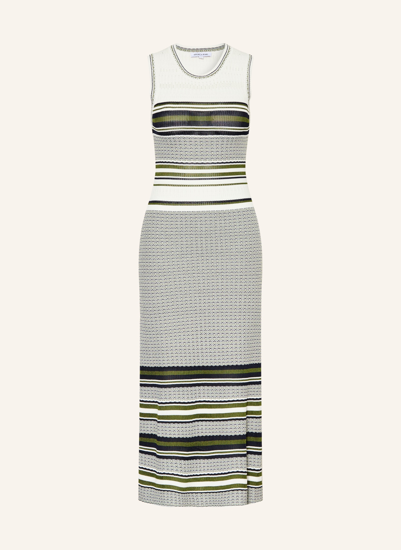 Veronica Beard Gebreide jurk DAWNA: GROEN / ECRU / DONKERBLAUW