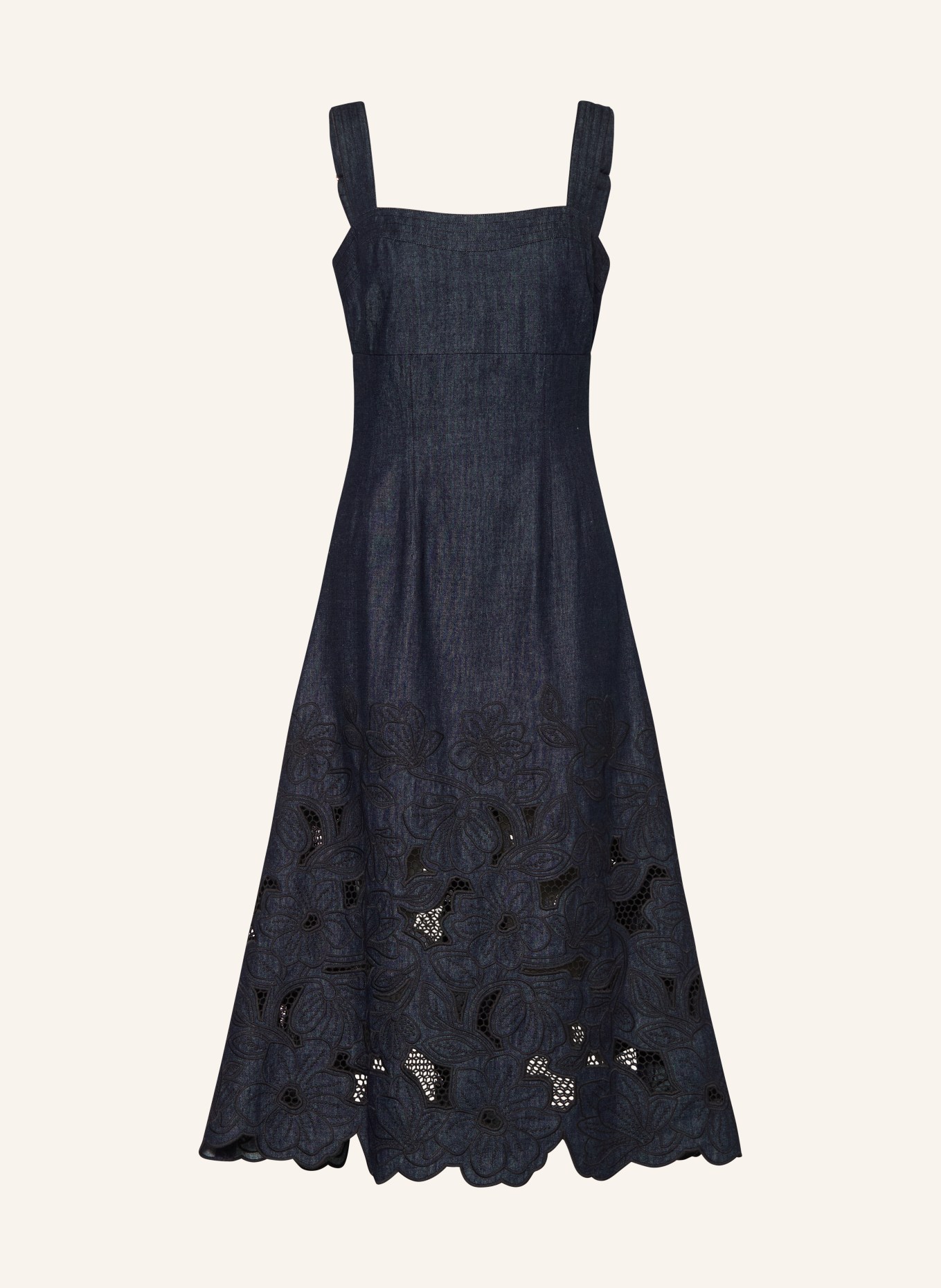 Veronica Beard Kleid ROSAURA in Jeansoptik mit Lochspitze: DUNKELBLAU