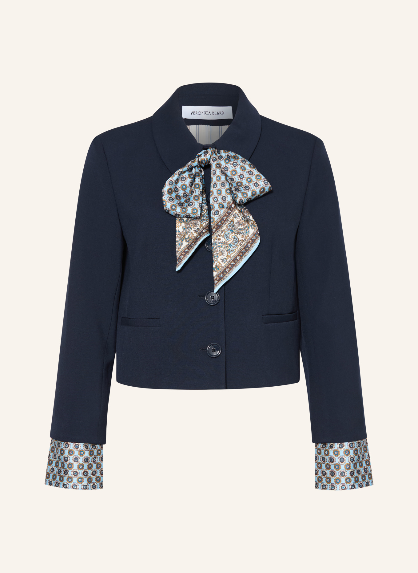 Veronica Beard Kastenjacke ISMENA mit abnehmbarer Schluppe und 3/4-Arm: DUNKELBLAU