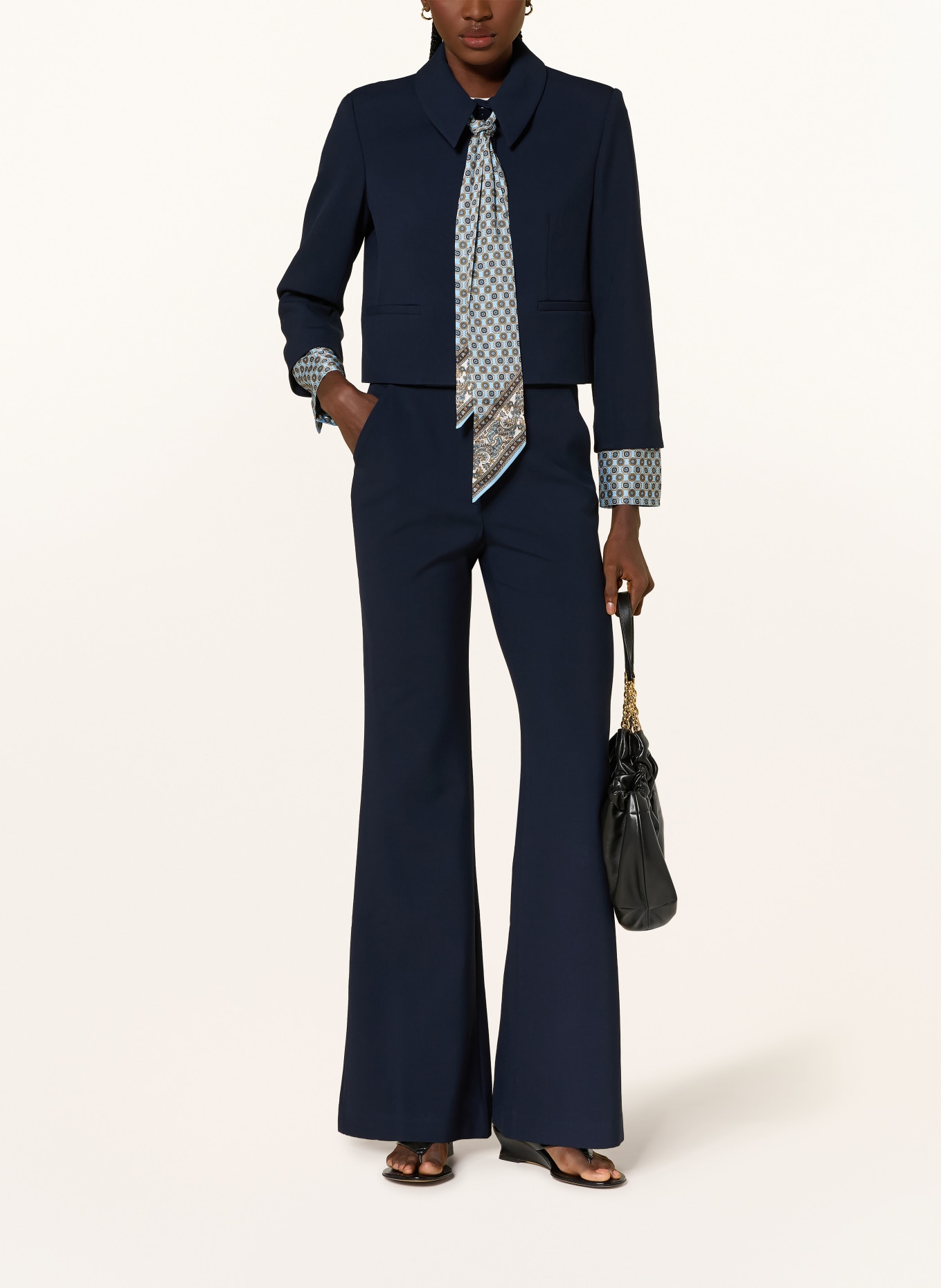 Veronica Beard Kastenjacke ISMENA mit abnehmbarer Schluppe und 3/4-Arm: DUNKELBLAU