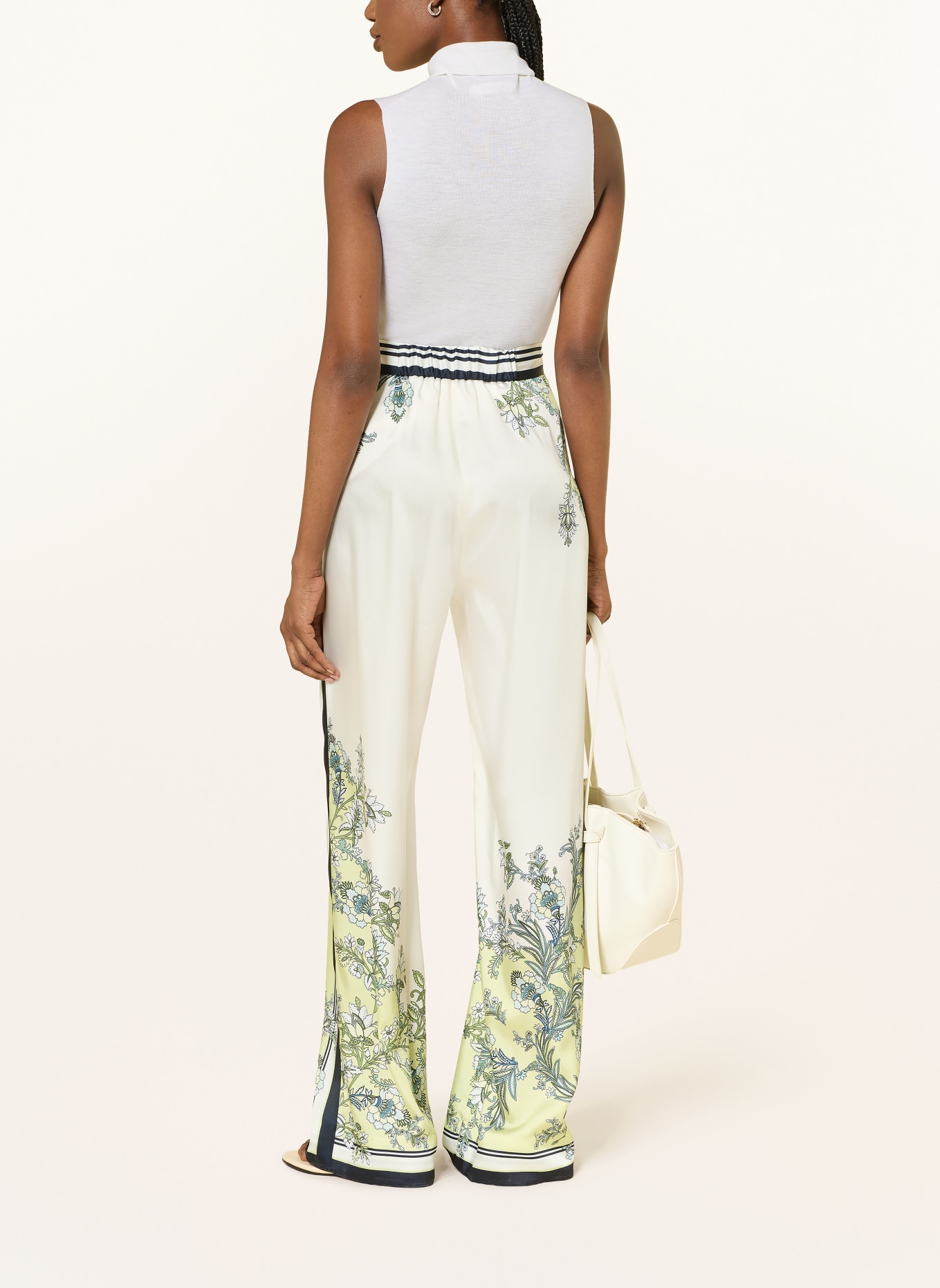 Veronica Beard GRIGORE Pants: LIGHT GREEN / CREAM / DARK BLUE