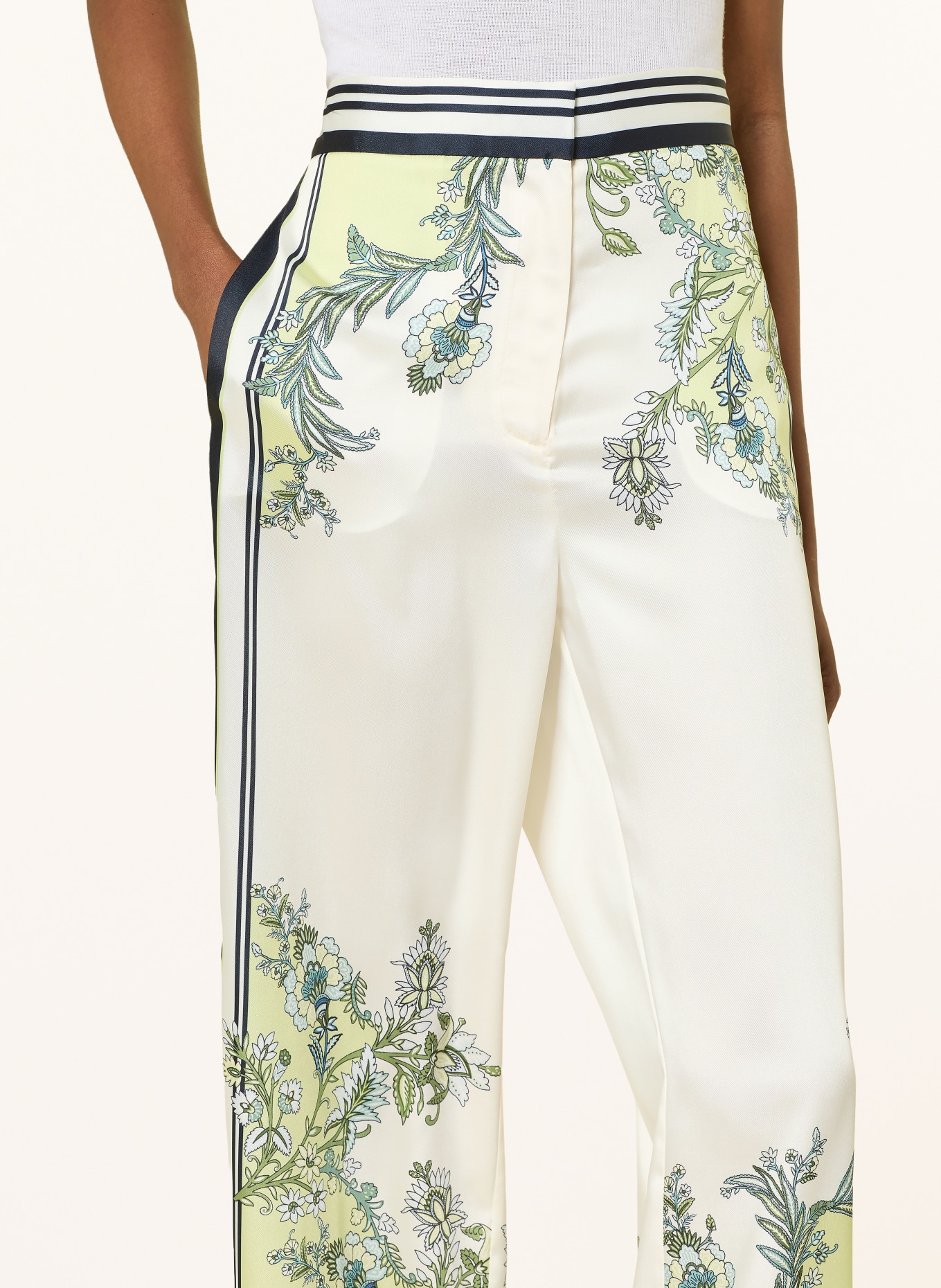 Veronica Beard GRIGORE Pants: LIGHT GREEN / CREAM / DARK BLUE