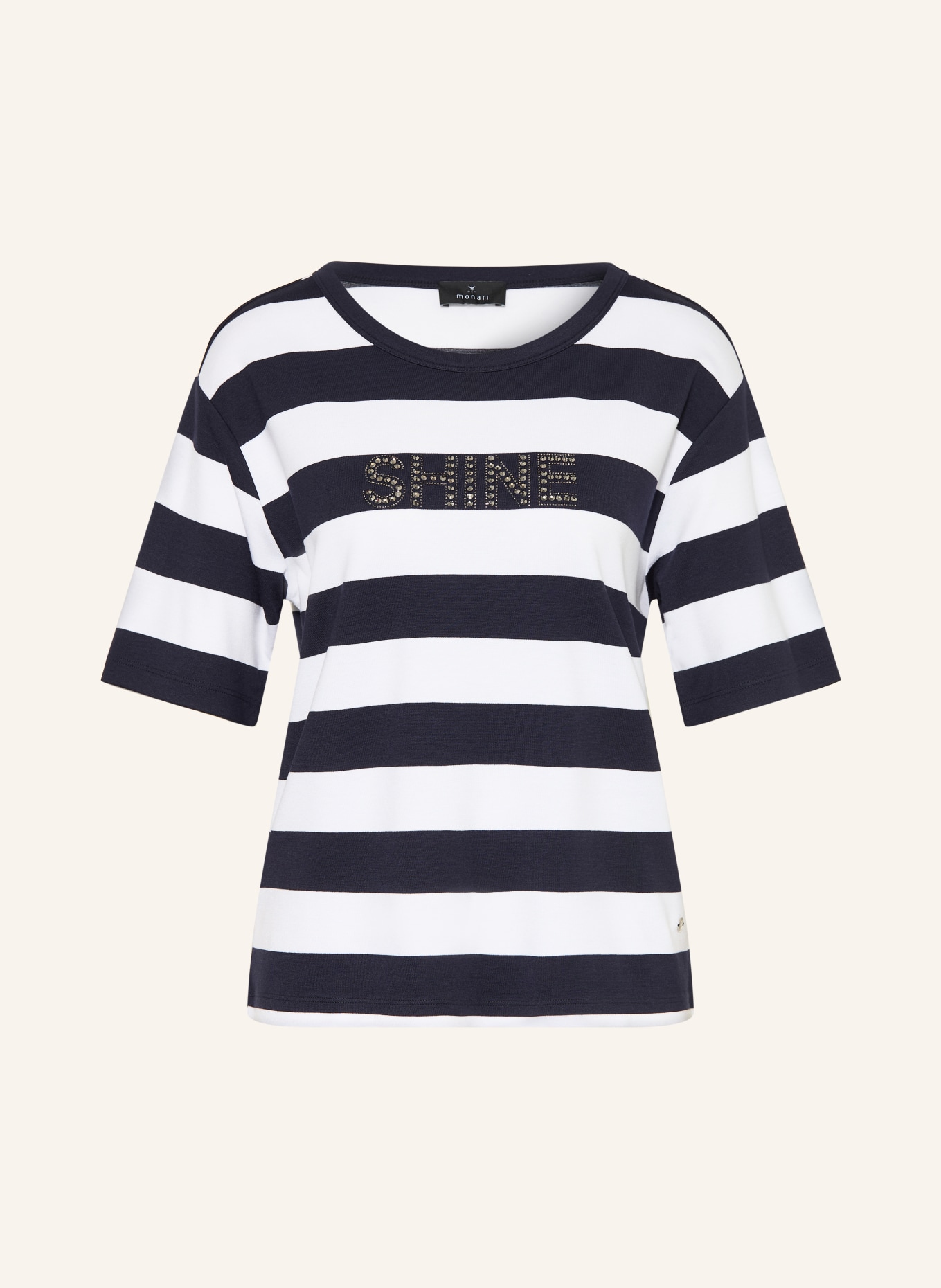monari T-shirt with rhinestones: DARK BLUE / SILVER / WHITE