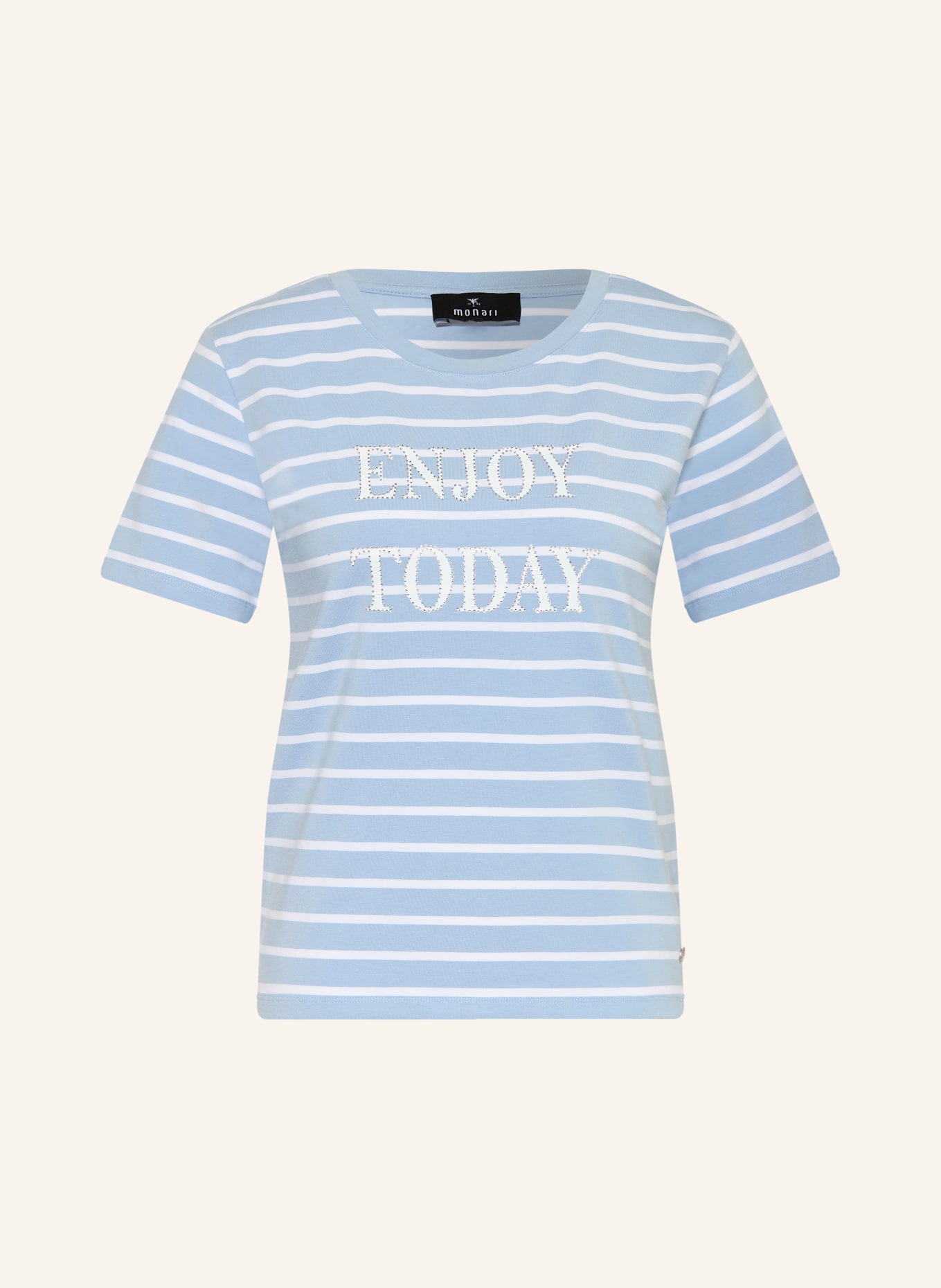 monari T-shirt orné de strass: BLEU GRIS / BLANC