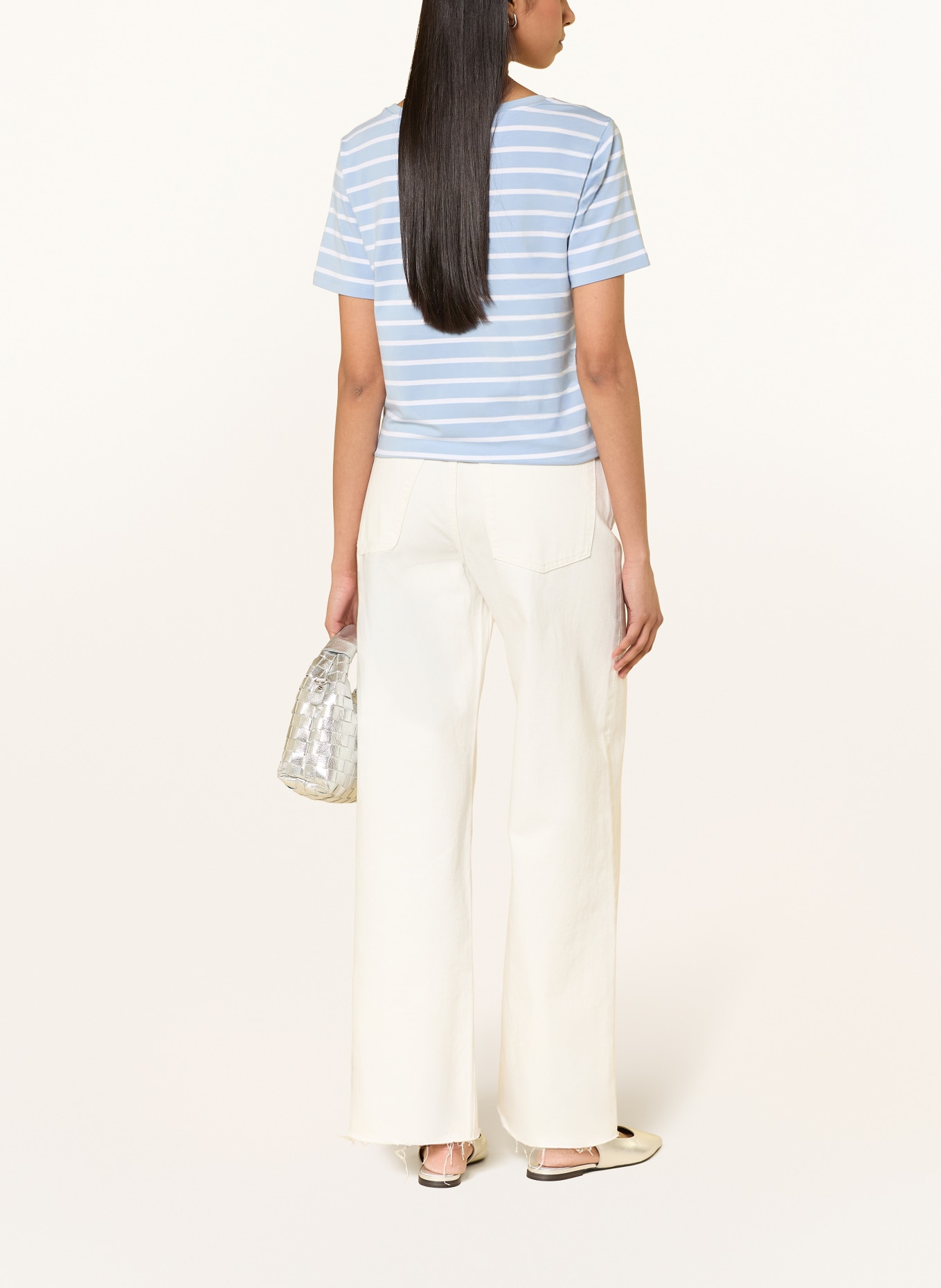 monari T-shirt orné de strass: BLEU GRIS / BLANC