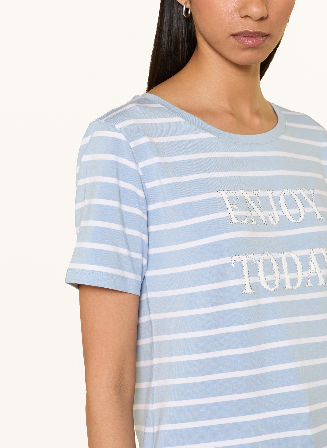 monari T-shirt orné de strass: BLEU GRIS / BLANC